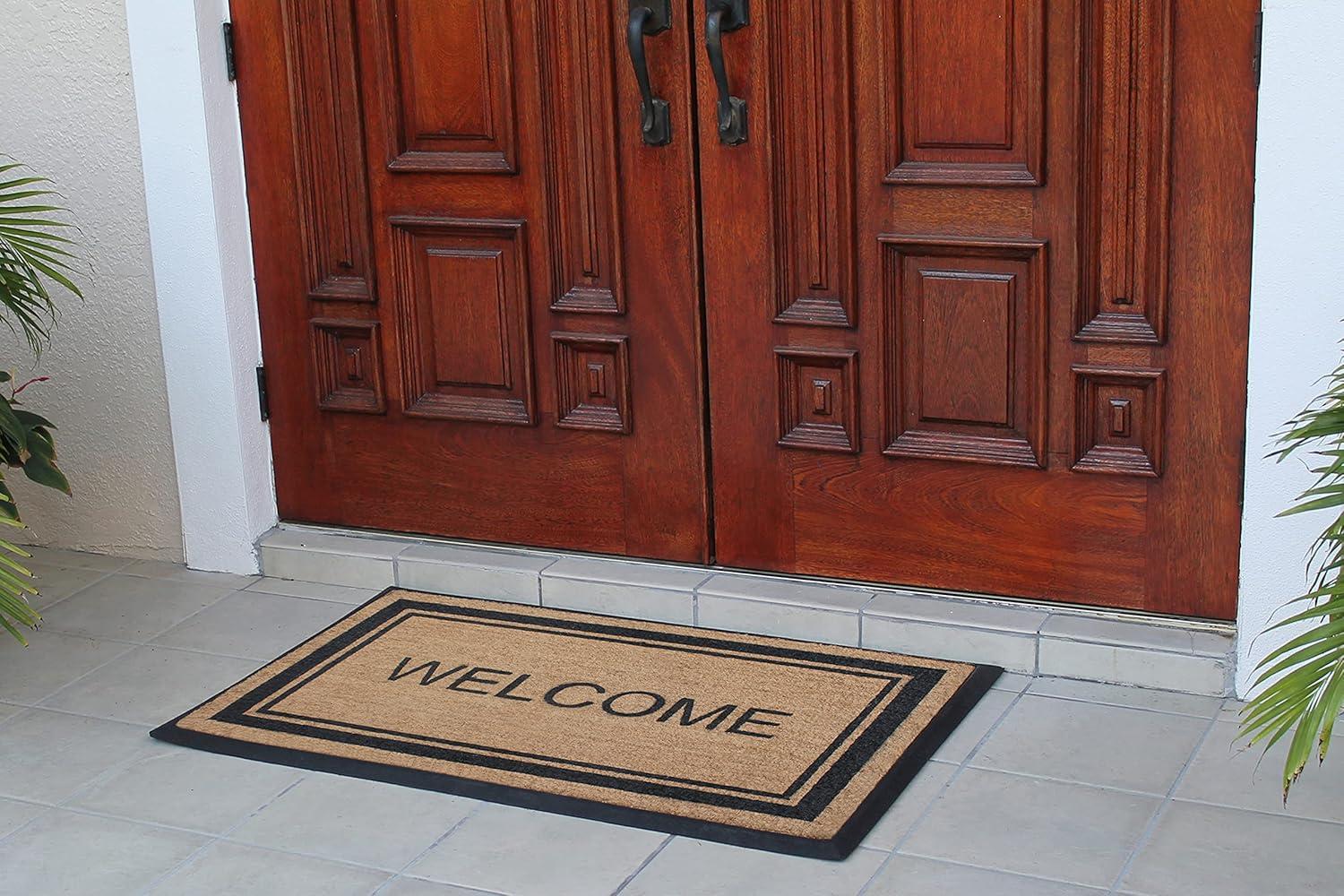 A1HC Natural Coir & Rubber Welcome Door Mat, 30x48, Thick Durable Doormats for, Heavy Duty Large Size Doormat, Anti-Shed Doormat, Fade-Resistant Door mat, Long Lasting, Front Door Entry Doormat