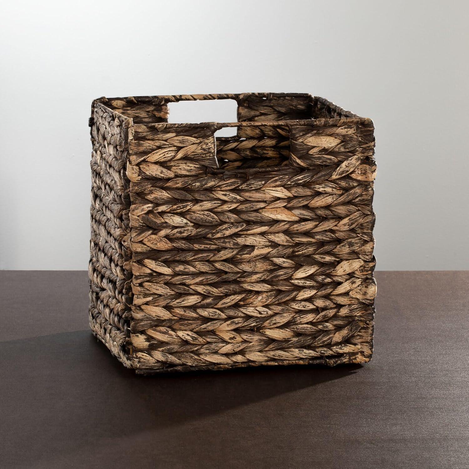 Brown Woven Hyacinth Square Storage Baskets, Set of 8