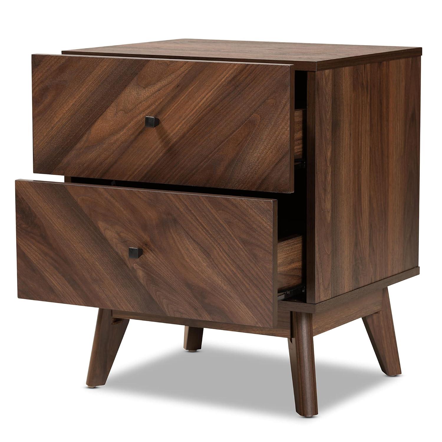 George Oliver Wisp Dark Brown Finish 2-Drawer Nightstand With Wooden Knob, 22.49" H X 18.78" W X 16.03" D
