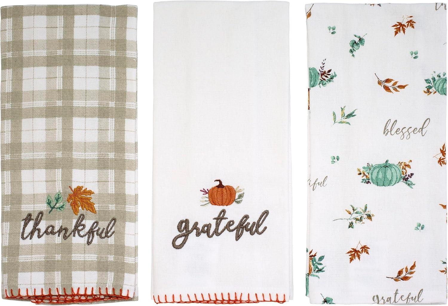 Grateful Patch Fall Cotton Kitchen Towel Set, 3-Piece