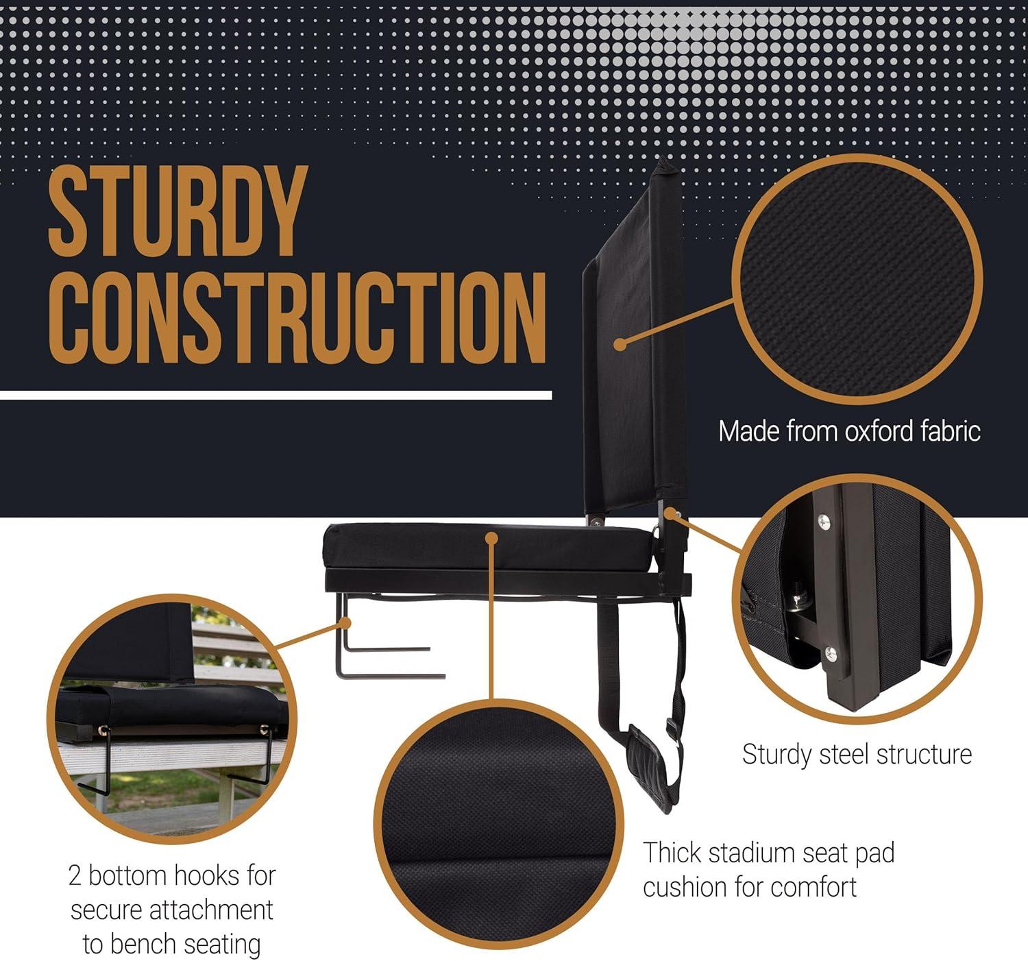 Home-Complete Bleacher Seat Stadium Cushion, Black
