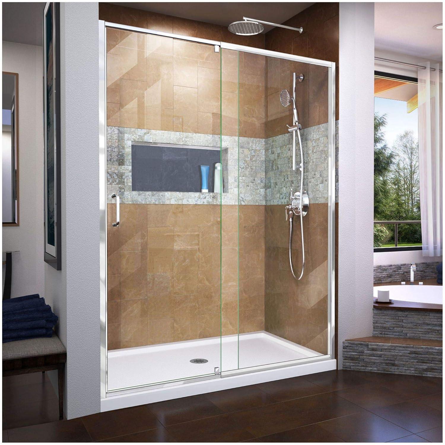 Flex 44" W x 72" H Pivot Semi-Frameless Pivot Shower Door with Clearmax Technology