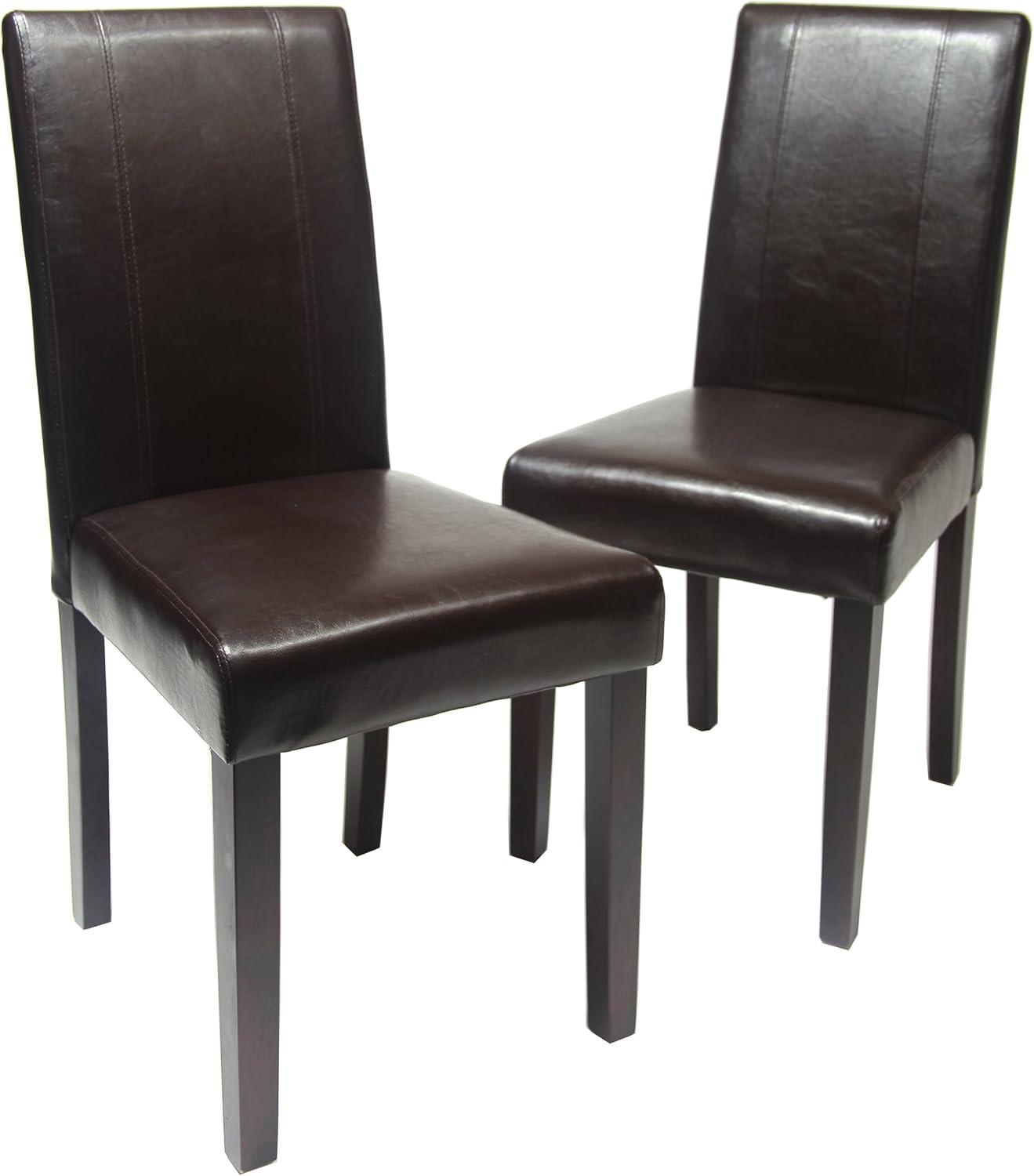 Brown Faux Leather Upholstered Parsons Side Chair Set