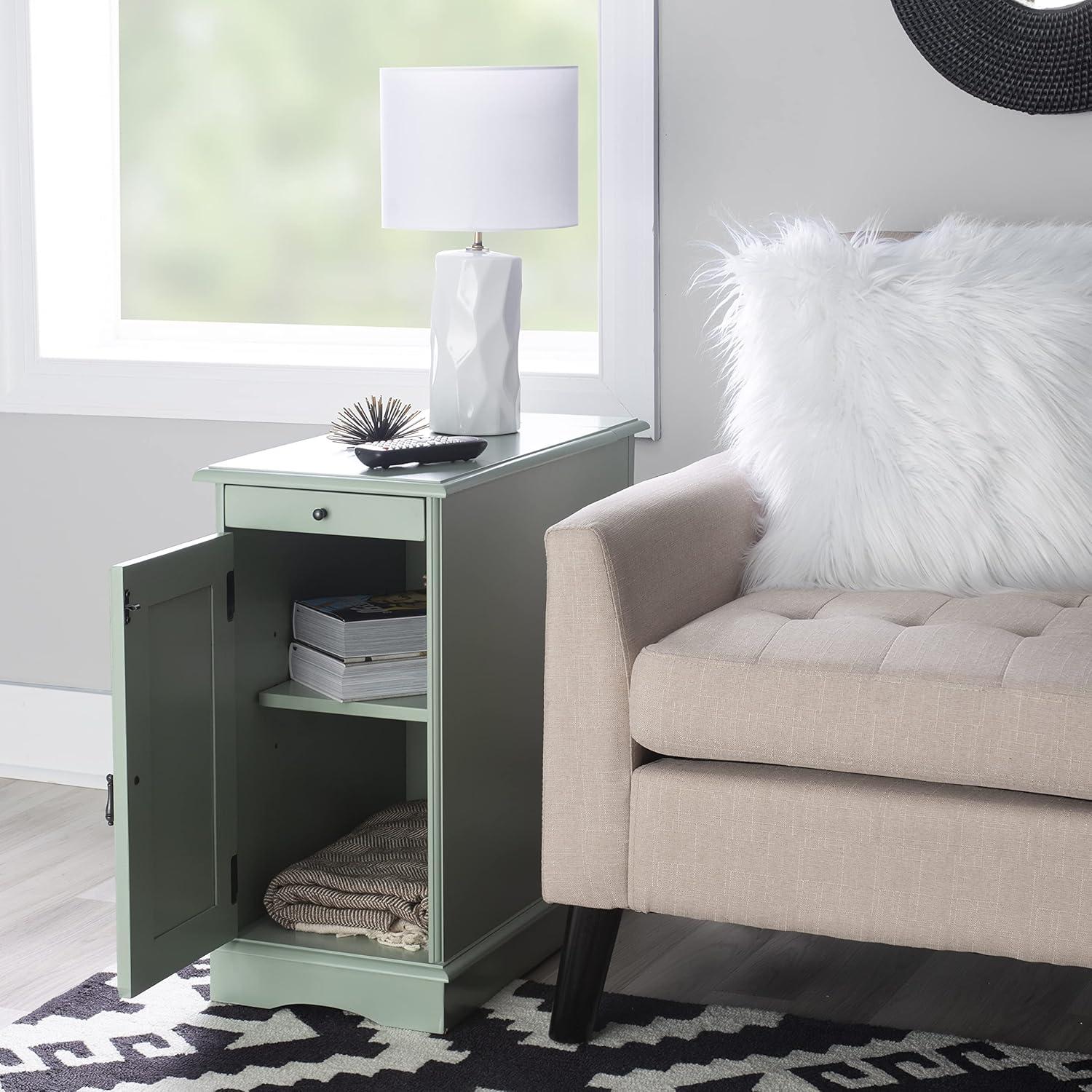 Powell Butler Accent Table with USB and Electrical Charging Station, Aqua