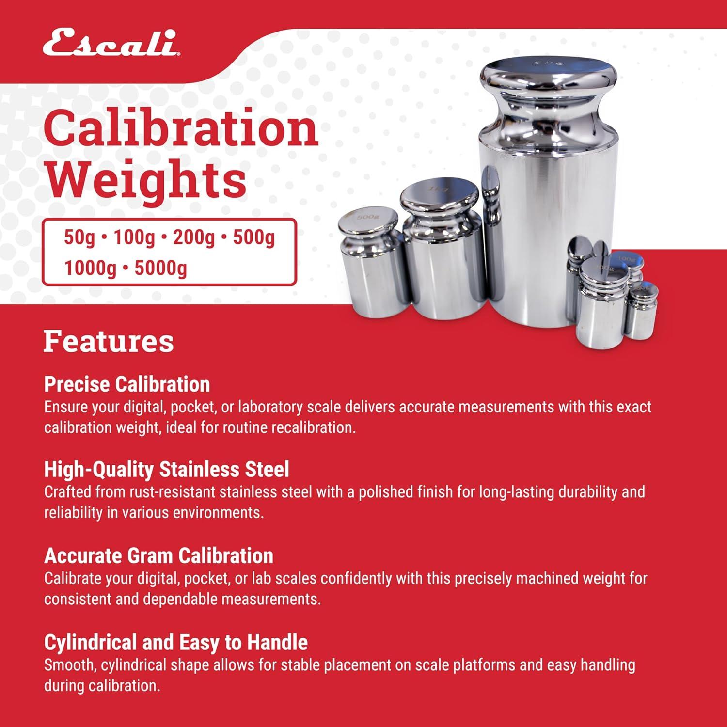 Escali 50g Calibration Weight – Precision Stainless Steel Calibration Weights for Digital Scale, Lab Balances, and Jewelry Scales