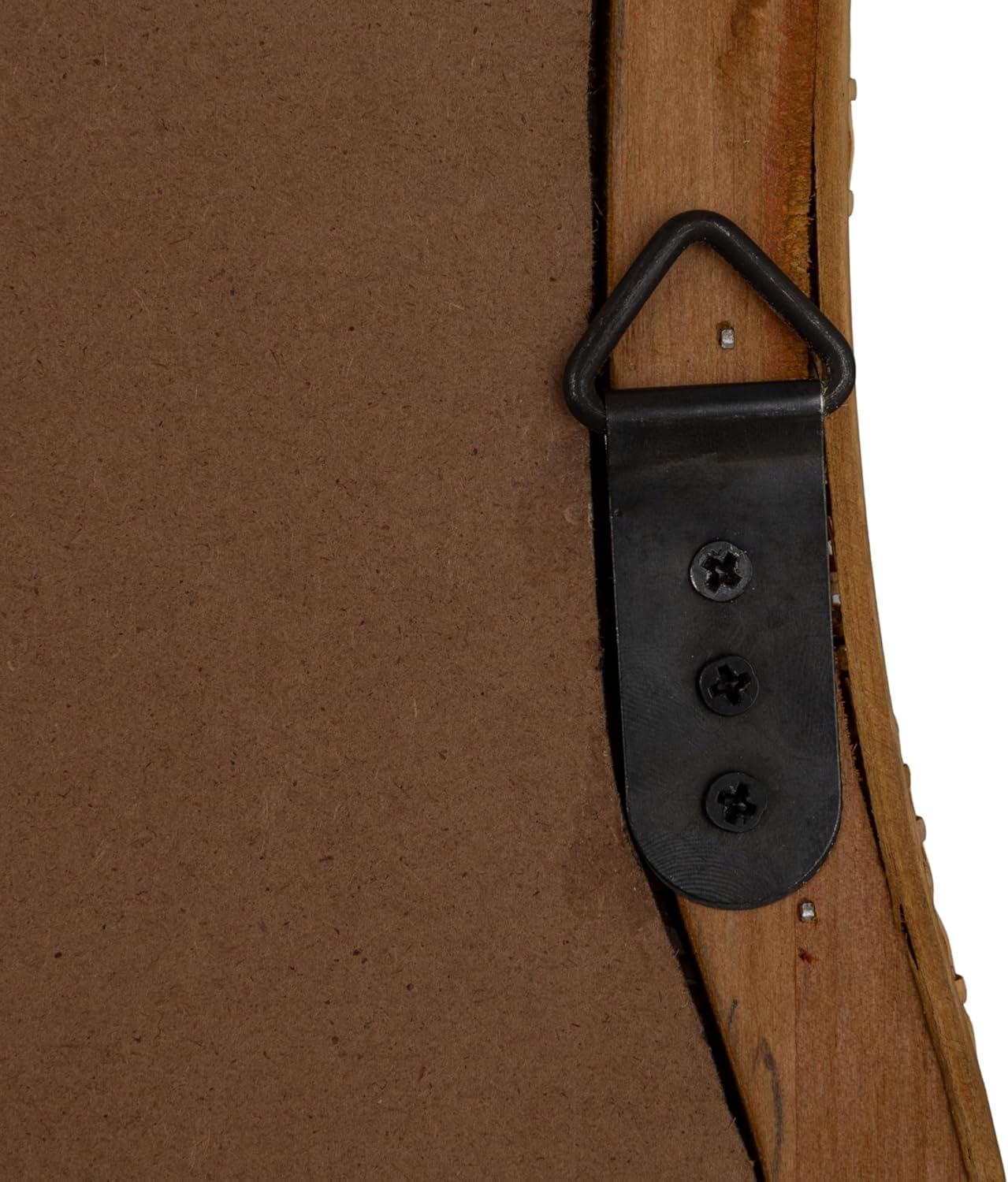 Storied Home Wavy Rectangle Handwoven Rattan Cane Wall Mirror, Natural