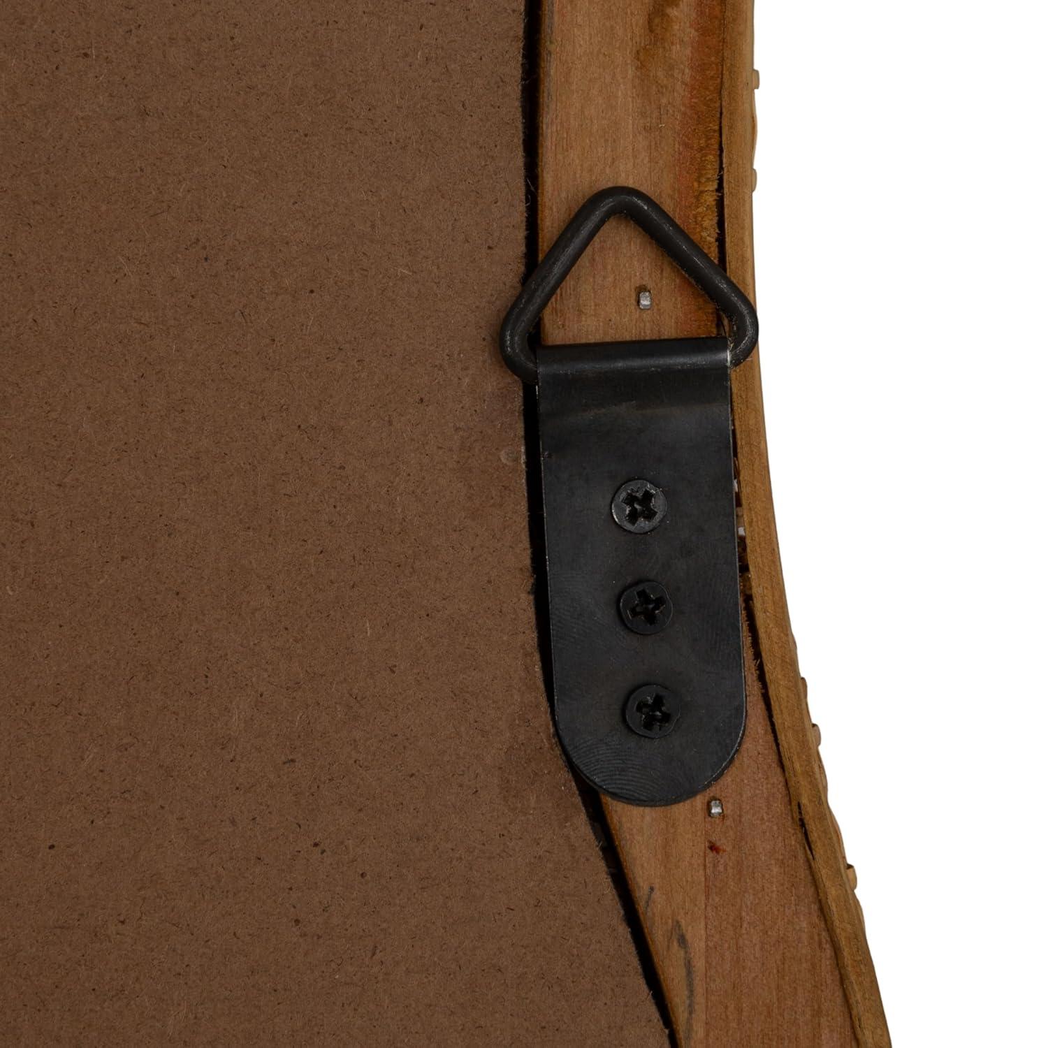 Storied Home Wavy Rectangle Handwoven Rattan Cane Wall Mirror, Natural