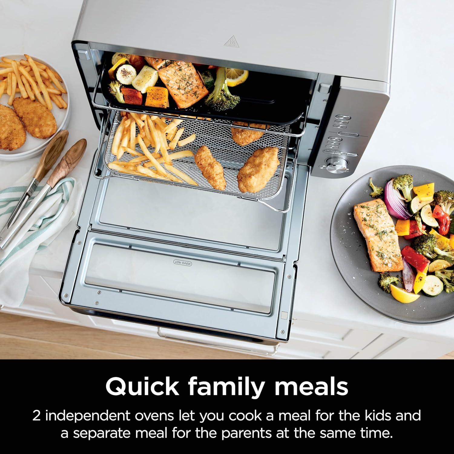 Stainless Steel Dual Basket Electric Countertop Oven and Air Fryer