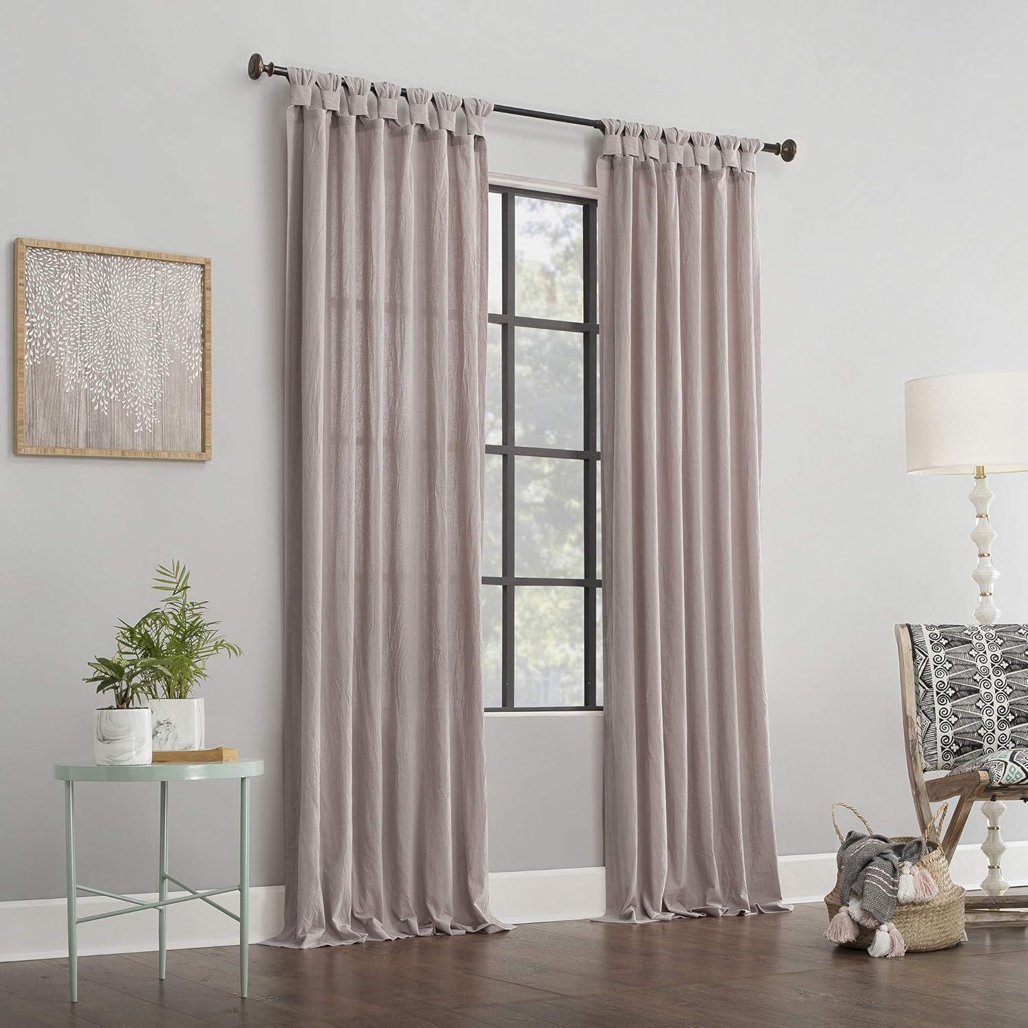 52"X84" Archaeo Light Filtering Outdoor Washed Cotton Twist Tab Curtain Panel Pink: Traditional Window Decor