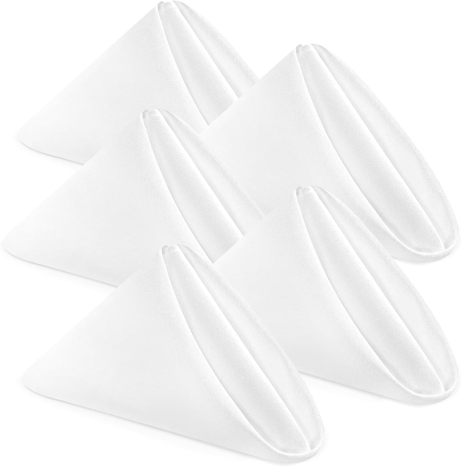 Wealuxe White Restaurant Cloth Napkins 17 x 17 inch, 24 Pack