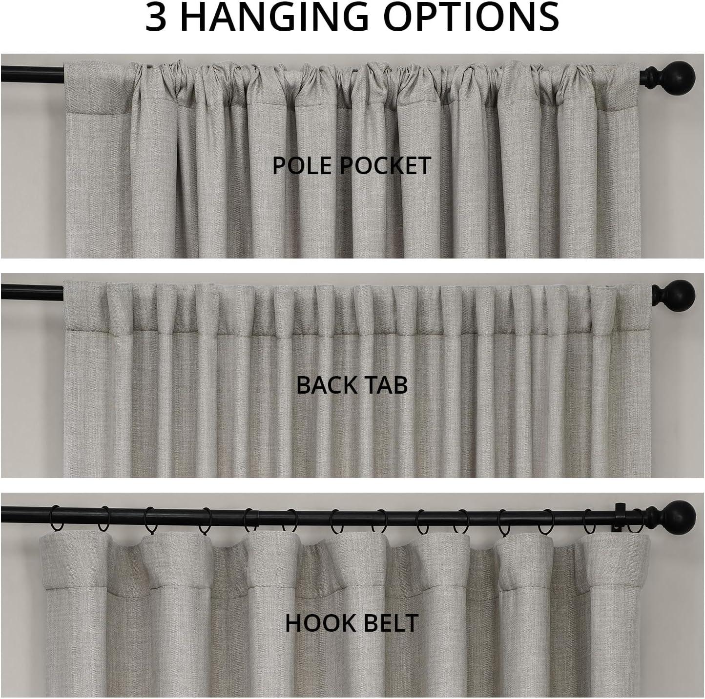 Oatmeal Faux Linen Extra Wide Room Darkening Curtain (1 Panel), Oatmeal, 100W X 108L