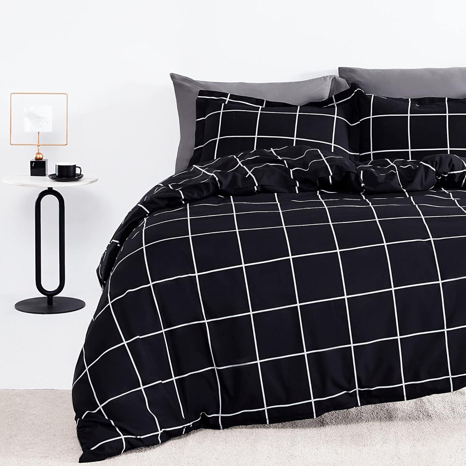 Sleep Zone Twill Plaid Duvet Cover Set