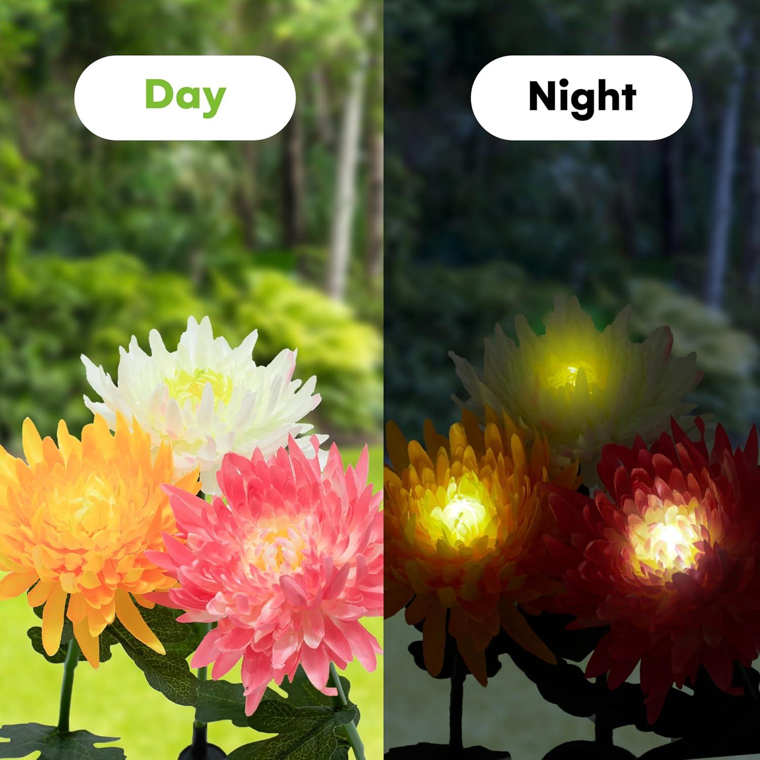 Solar-Powered Multicolor Flower Pathway Lights for Patios