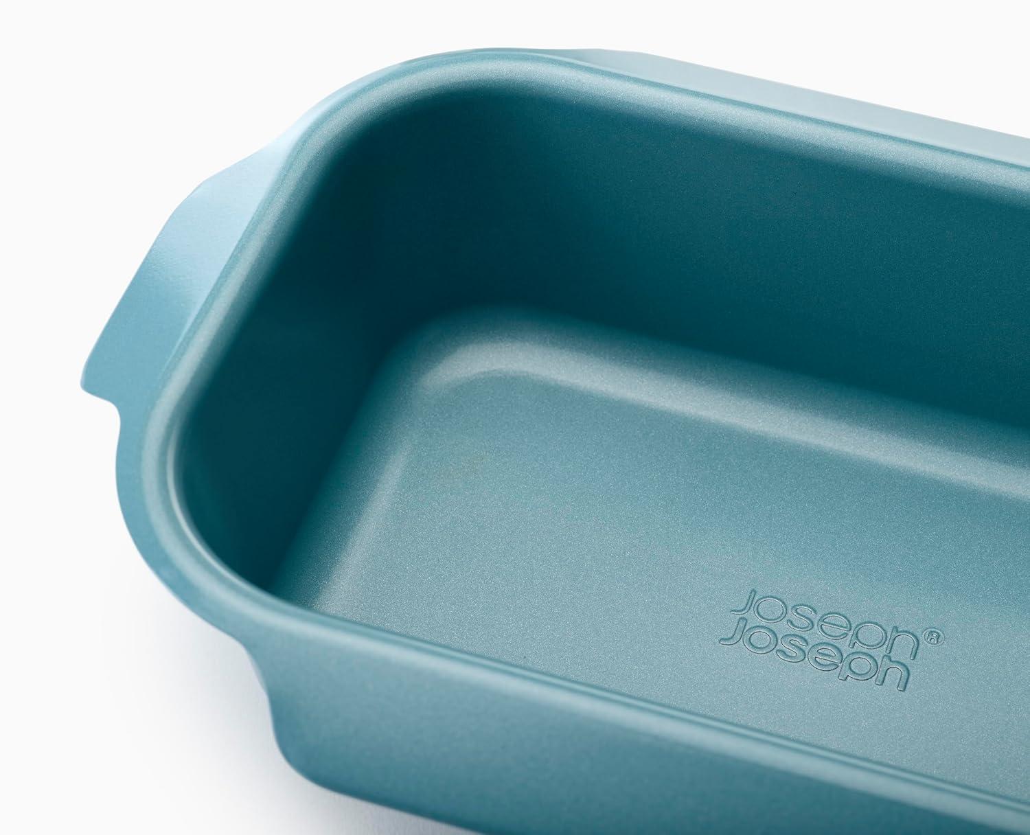 Teal Carbon Steel Non-Stick Loaf Pan with Easy Pull Handles