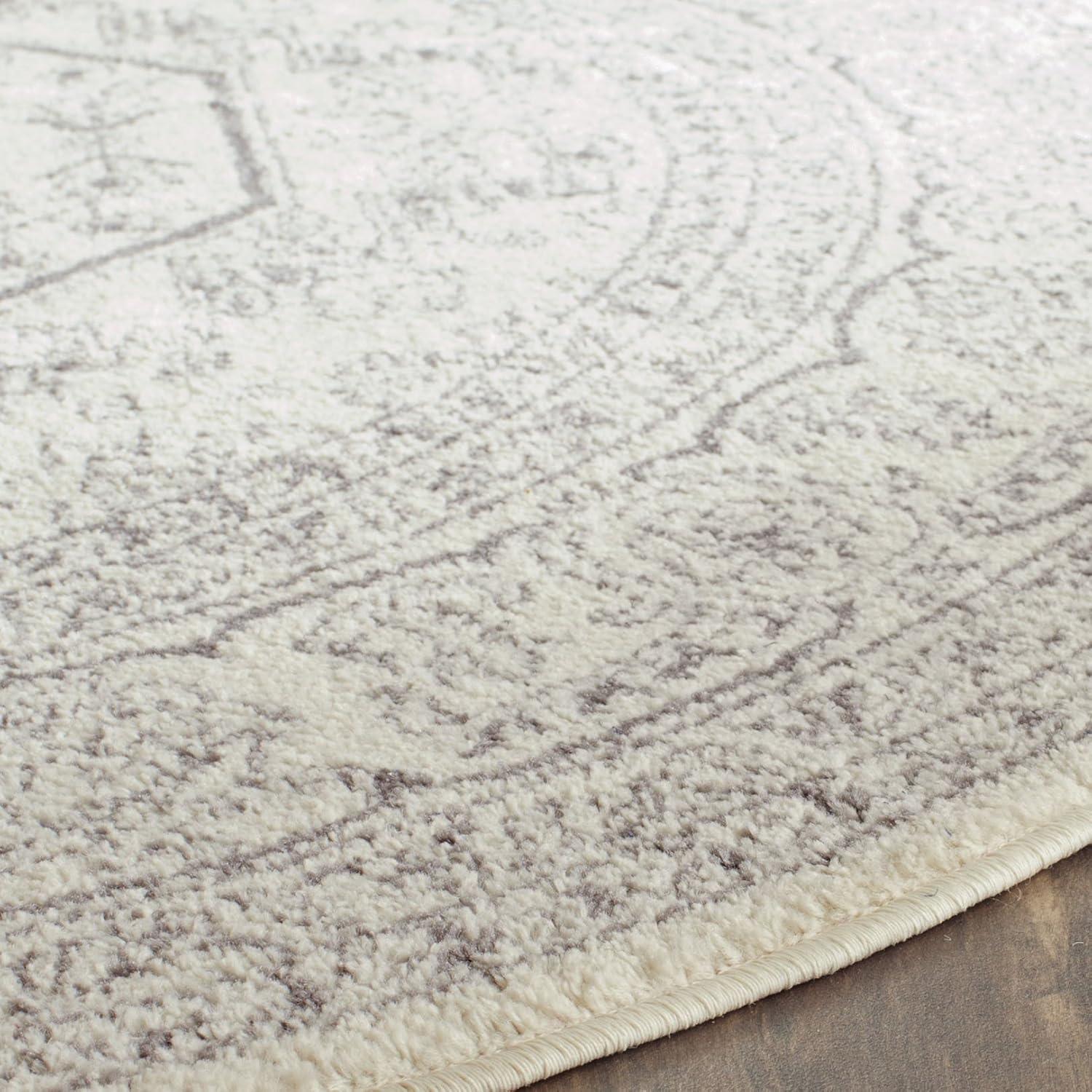 Adirondack ADR108 Power Loomed Area Rug - Ivory/Silver - 9' Round - Safavieh.