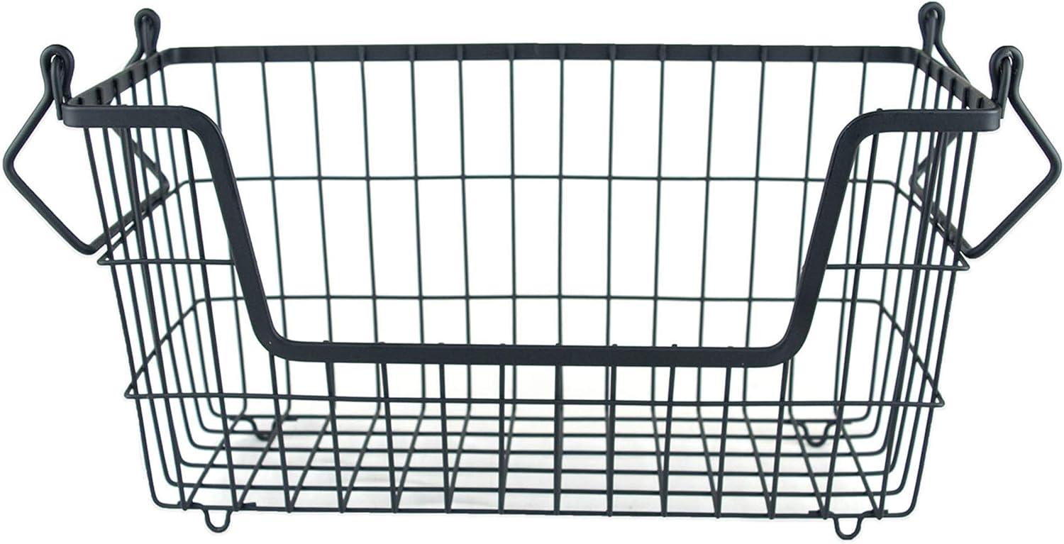 DII Metal Wire Mesh Stackable Utility Storage Bin, Small Rectangle, 13x6x7", White