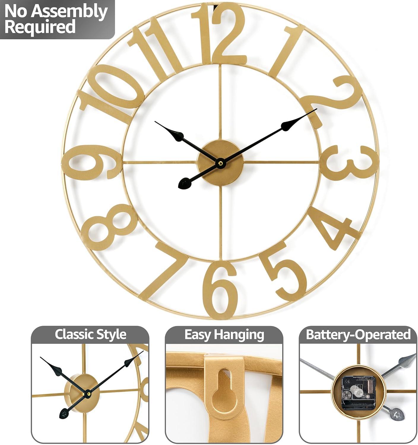 Sorbus 16" Quartz Classic Indoor Oversized Wall Clock, Easy Installation