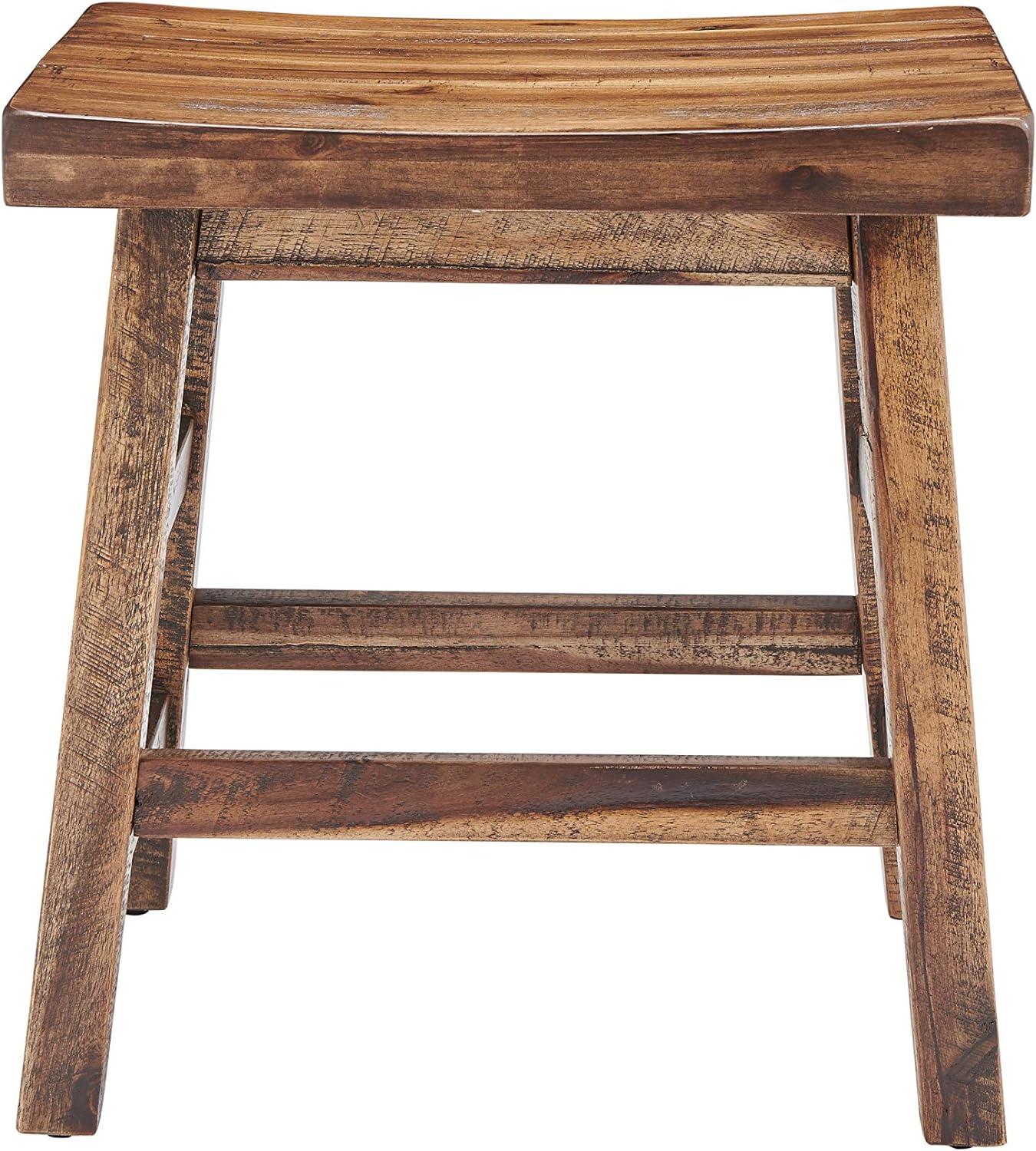 Durango 20" Brown Industrial Wood and Metal Saddle Stool