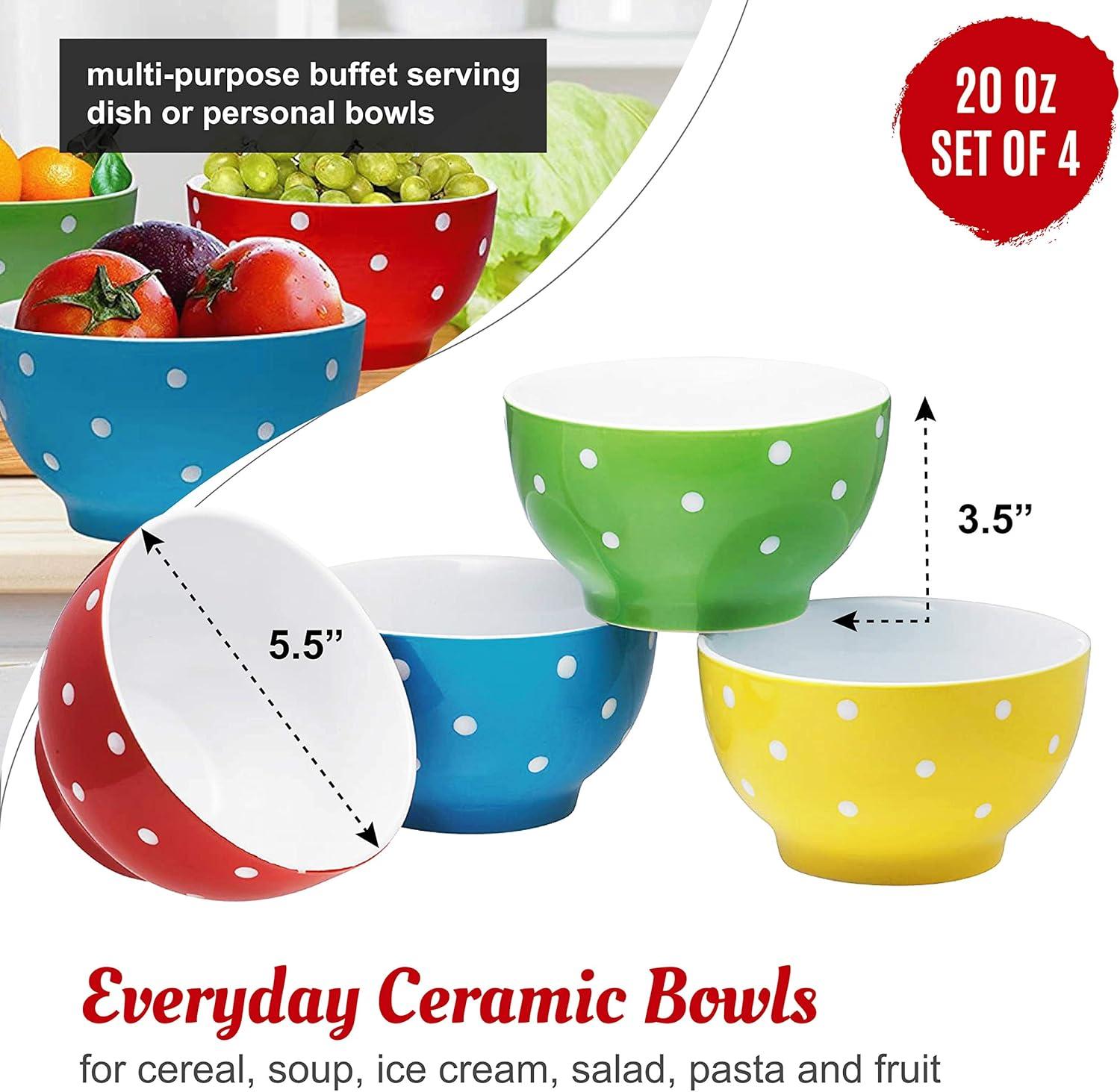 Bruntmor - Polka Dot Colorful Decorative Everyday Porcelain Ceramic Dinner