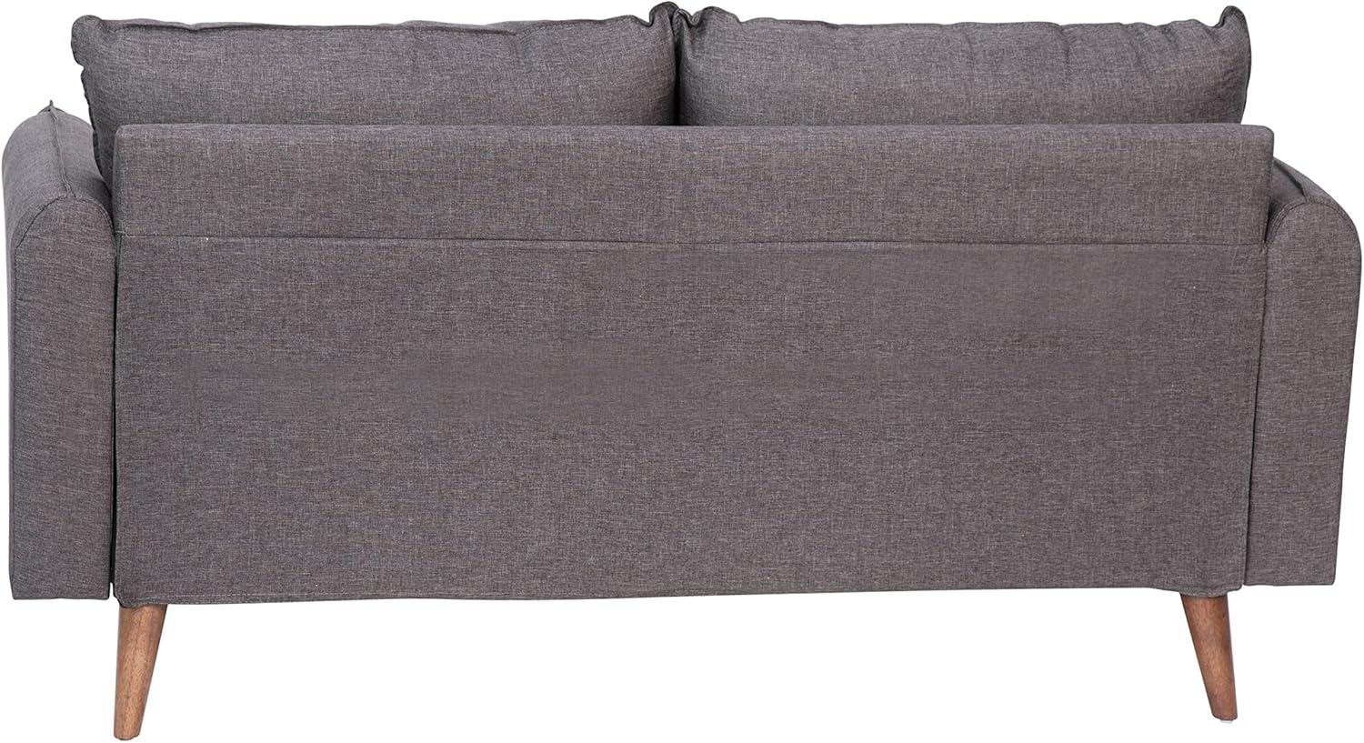 Evie Stone Gray Faux Linen Mid-Century Modern Loveseat