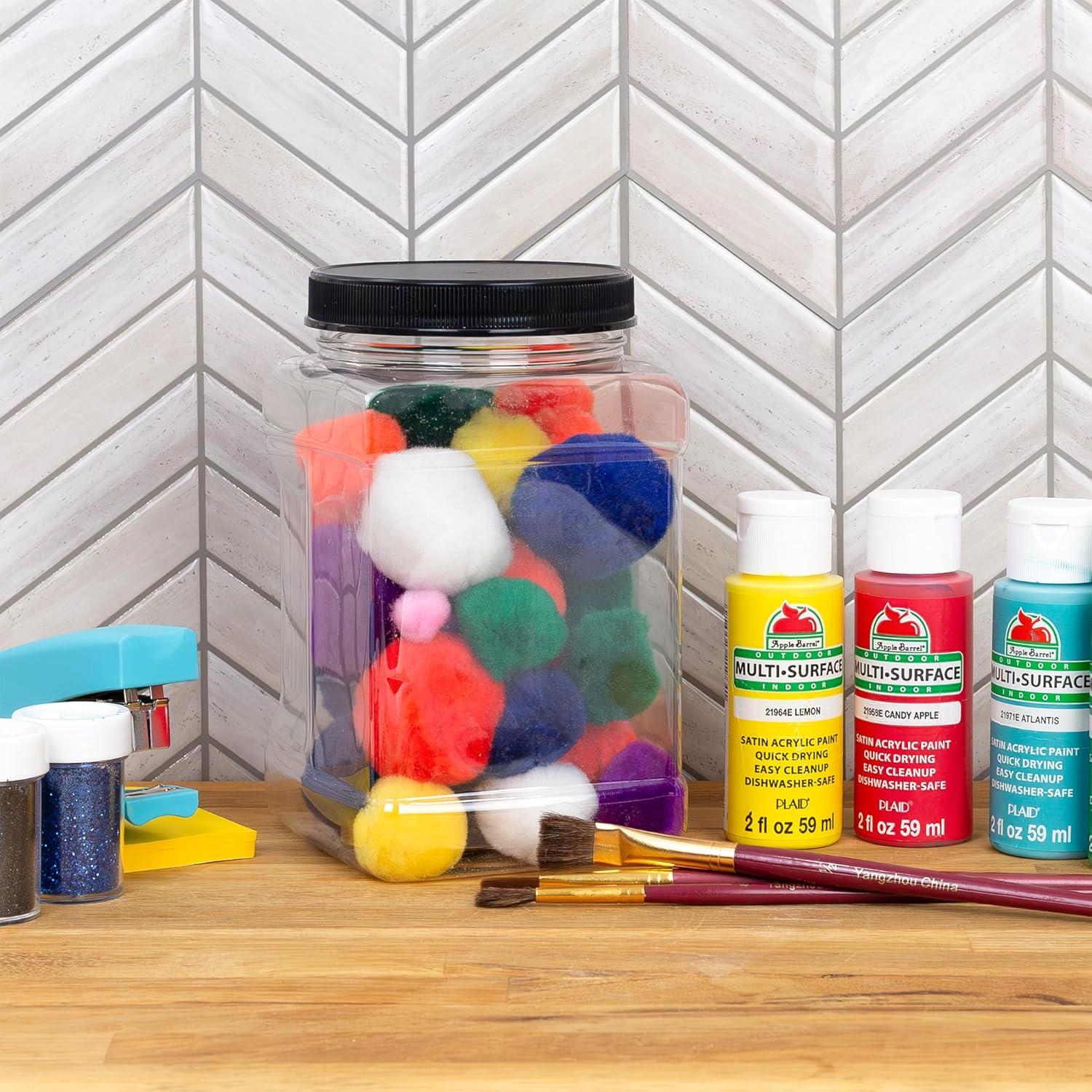 Cornucopia Brands 48oz Square Plastic Jars 3pk; Clear Rectangular 6-Cup Canisters w/ Black Lids, Easy-Grip Side