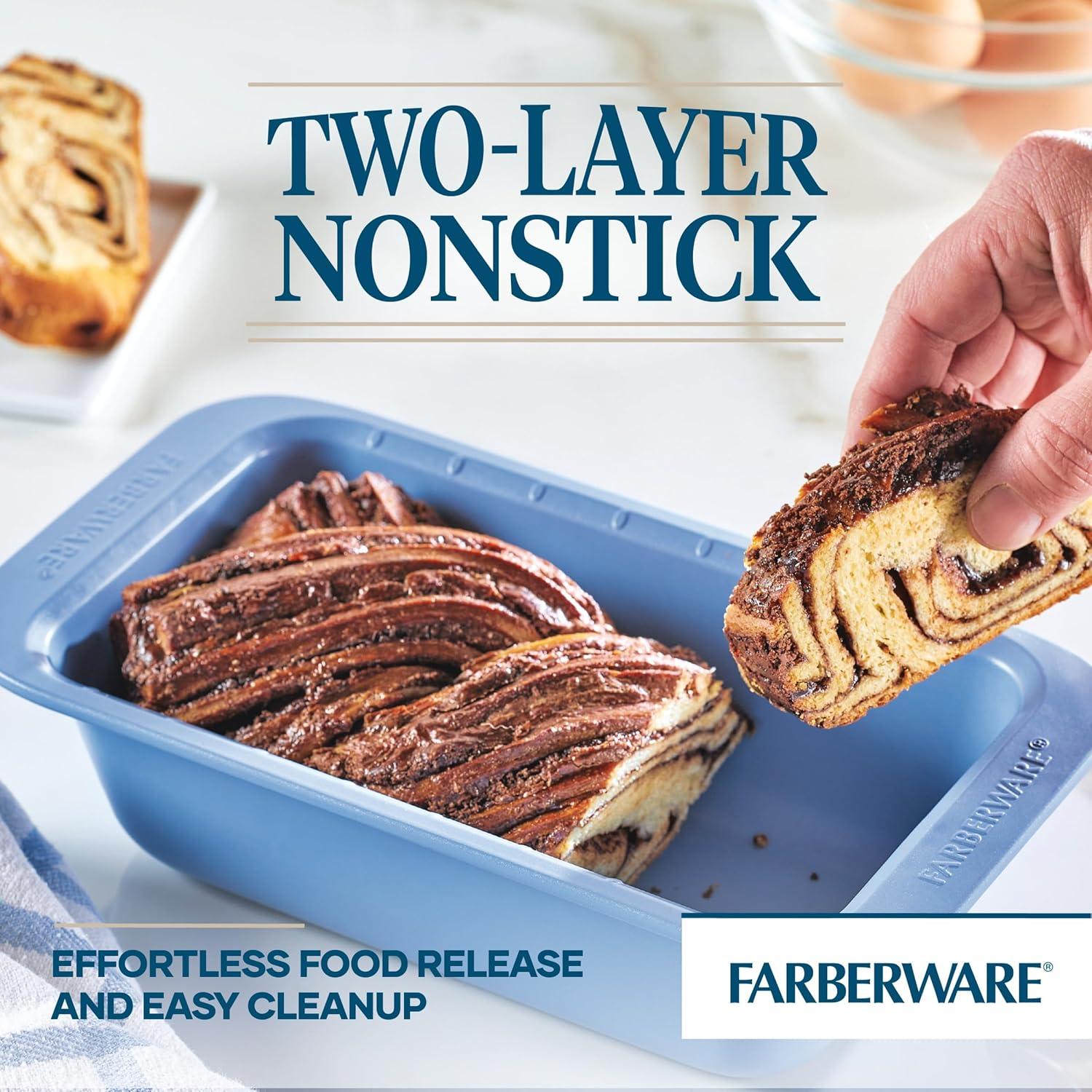 Farberware Easy Solutions 9" x 5" Nonstick Bakeware Loaf Baking Pan, Blue