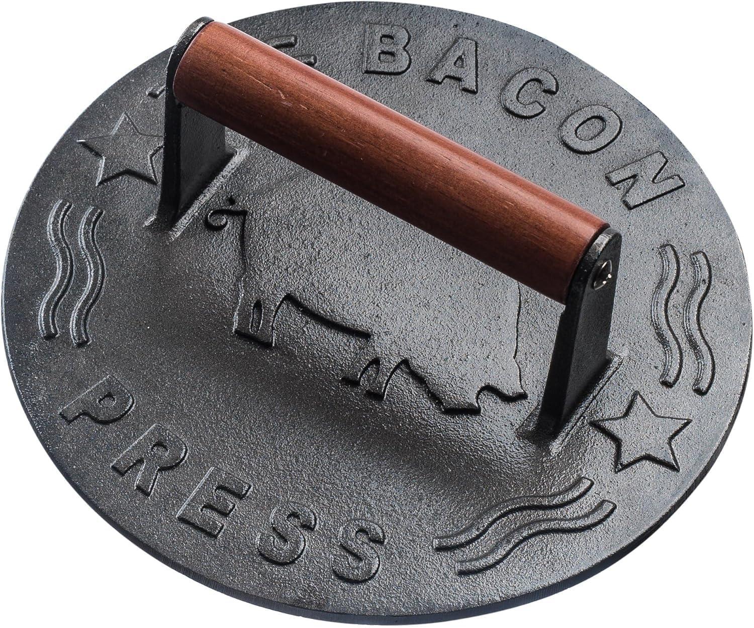Bellemain 8.5-Inch Cast Iron Bacon Press – Heavy-Duty Grill Press for Perfect Bacon, Steak & More