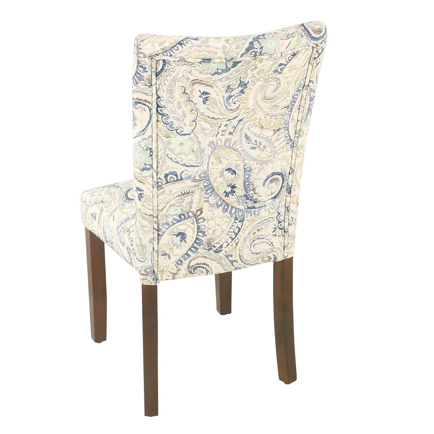 Set of 2 Parson Dining Chair Blue Velvet Paisley Print - HomePop: Upholstered, Foam-Filled, Hardwood Frame