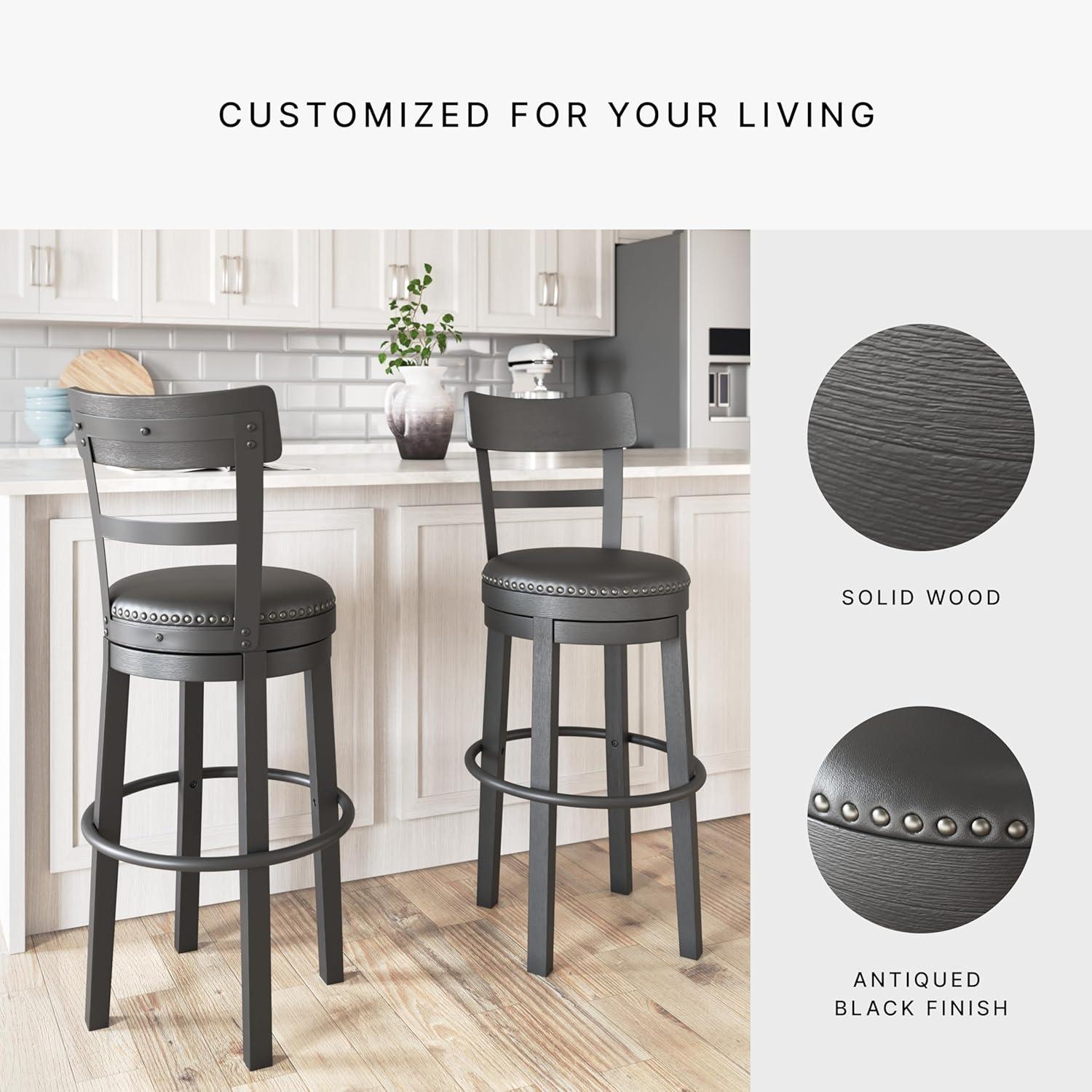 August Grove® Daiah Swivel Upholstered Counter Stool with Solid Wood Frame