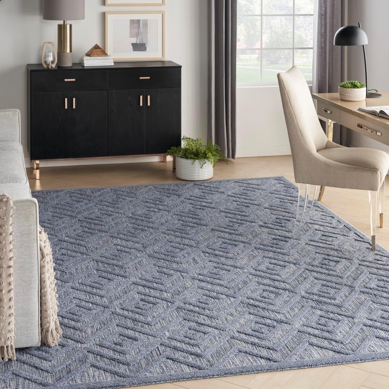 Nourison Versatile Solid Diamond Indoor Outdoor Flatweave Area Rug