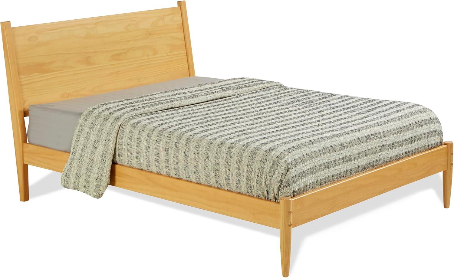 Camaflexi Mid-Century Solid Wood Full Panel Bed in Scandinavian Oak 100% Solid Wood