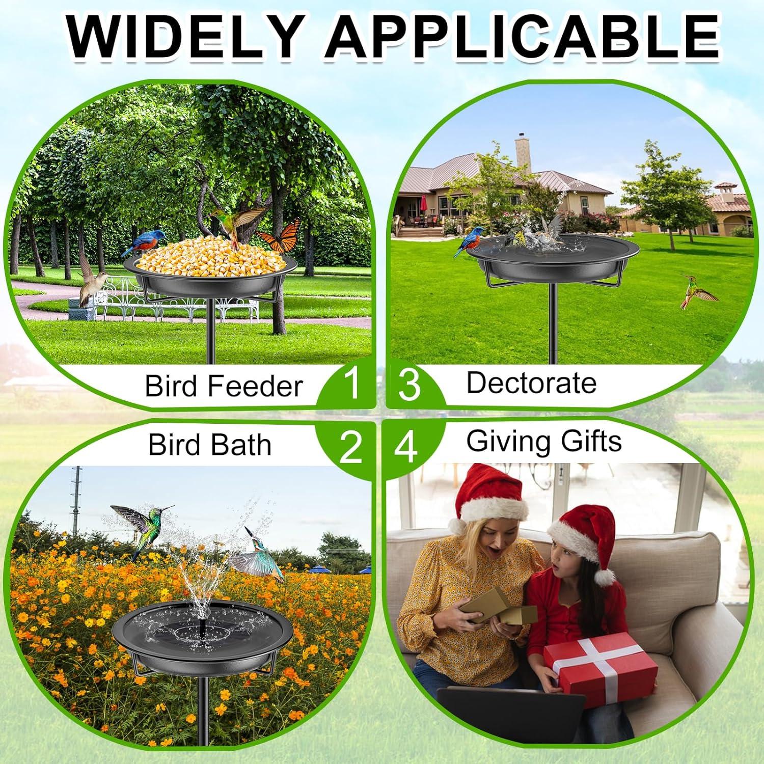 Freestanding Birdbaths Bowl Outdoor, Free Standing Garden Bird Bath Bird Feeder Bowl with Metal Stake, Detachable Decoration Spa Birdfeeder for Garden Patio Yard Lawn, 4 Spiky Feet (Brown)