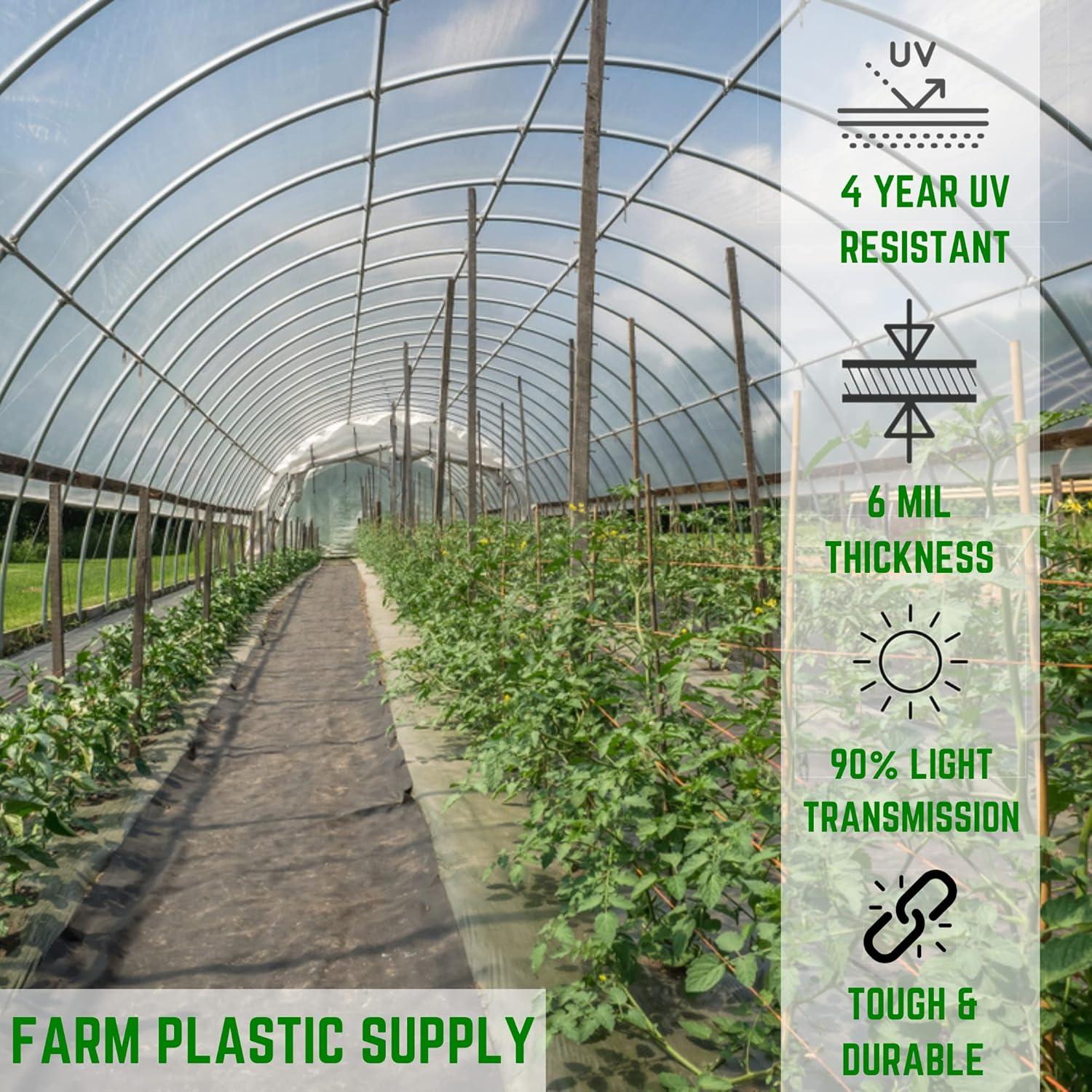 Clear UV Resistant Polyethylene Greenhouse Plastic Sheeting 15' x 24'