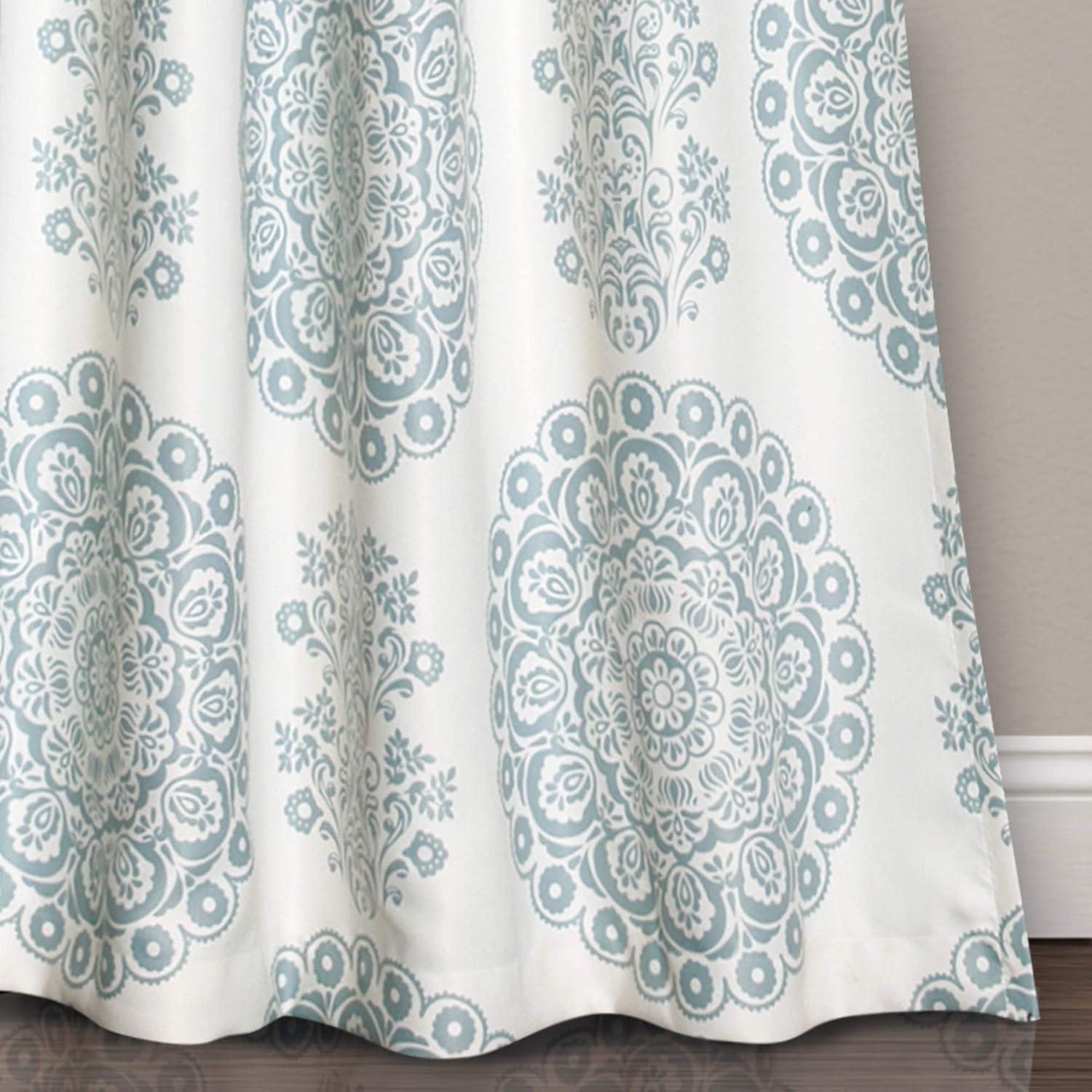 Evelyn Medallion Polyester Room Darkening Curtain Pair