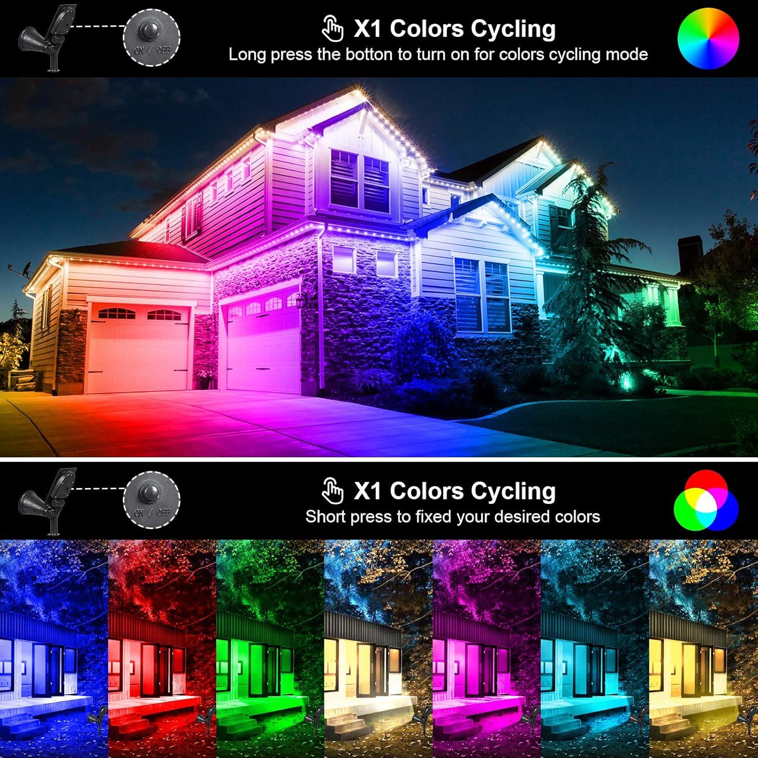 Color Changing Solar Landscape Spotlights with Adjustable Heads