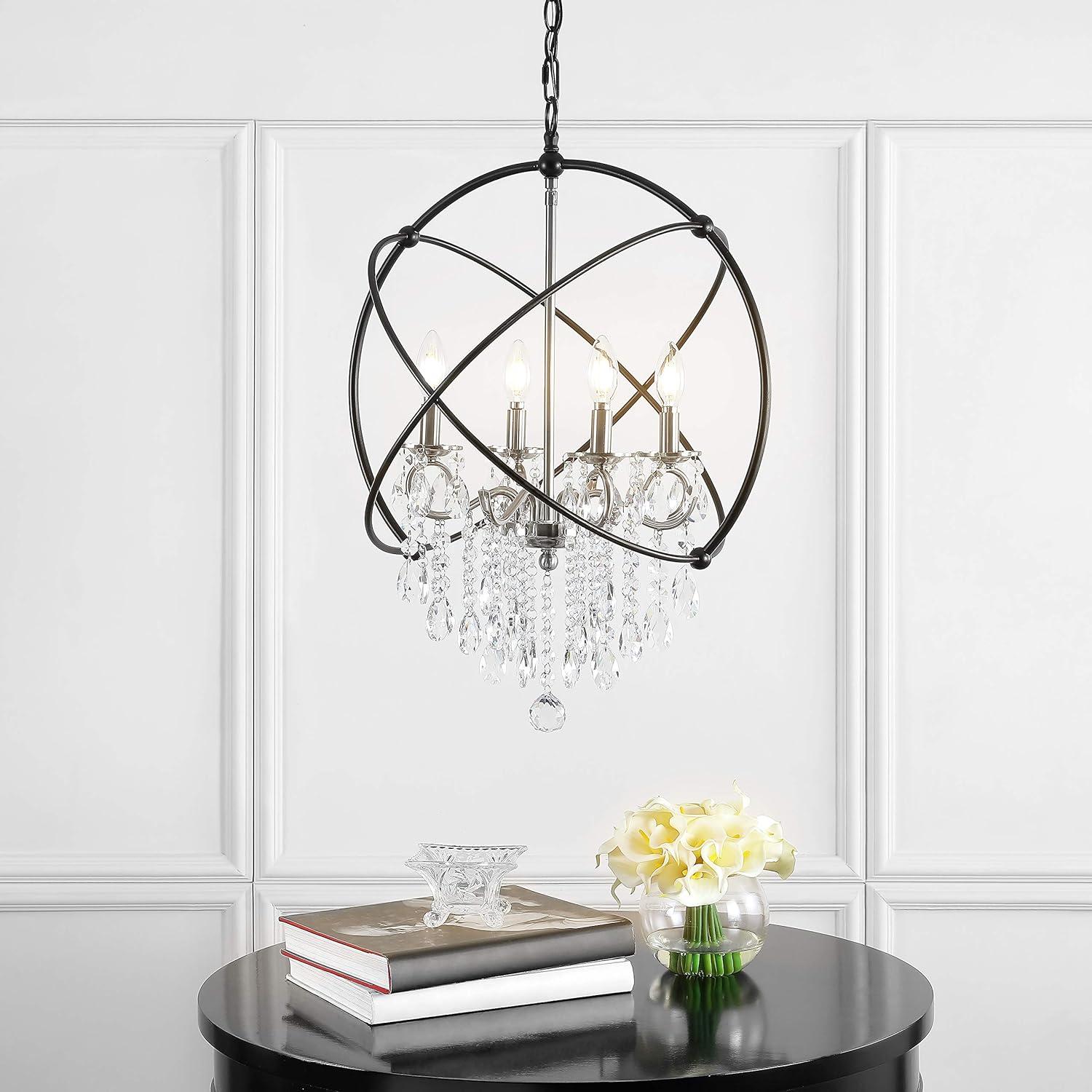 Contemporary Sabina Black and Chrome Crystal Globe Pendant