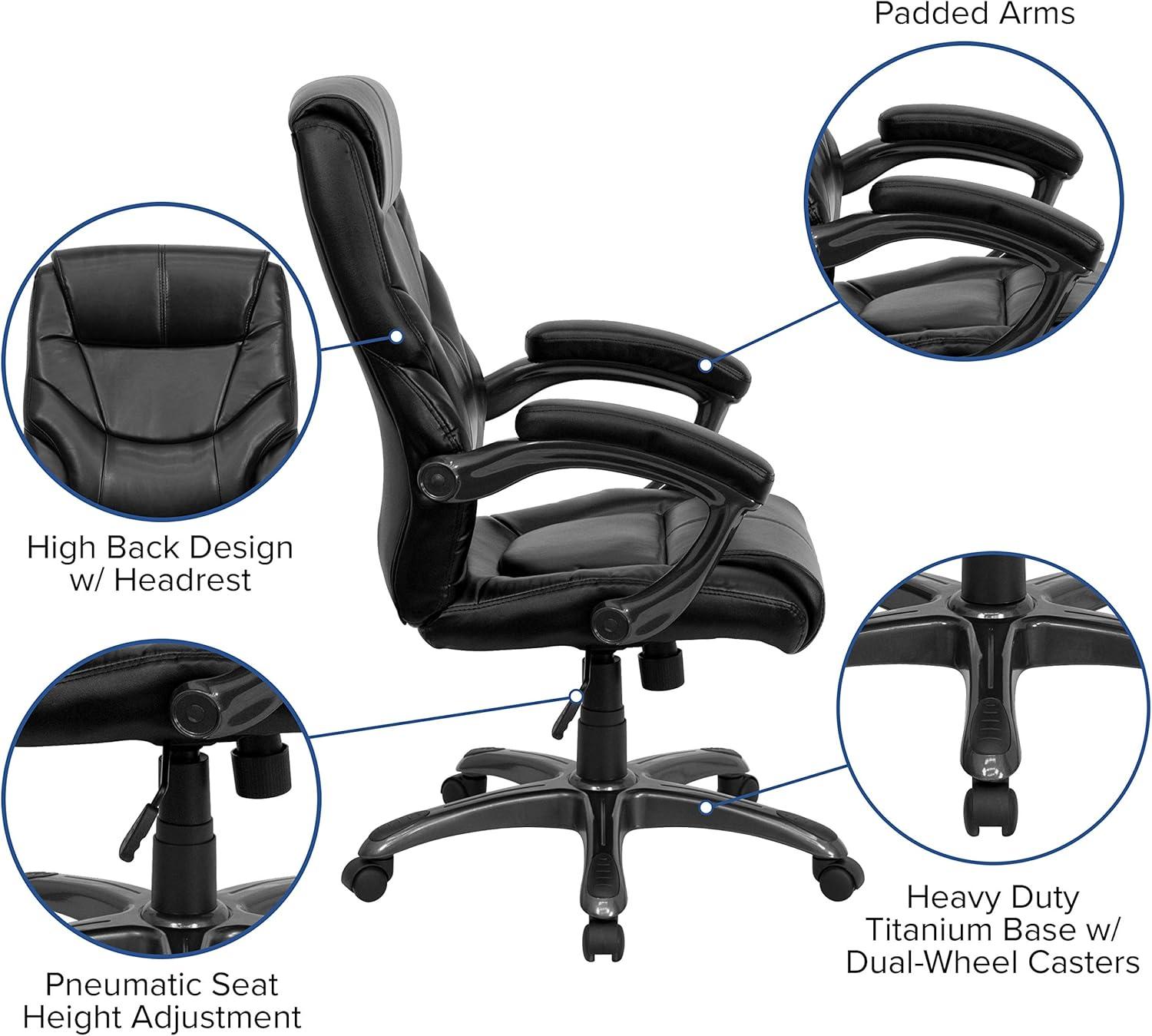 Flash Furniture Greer High Back Black LeatherSoft Executive Swivel Ergonomic Office Chair with Arms