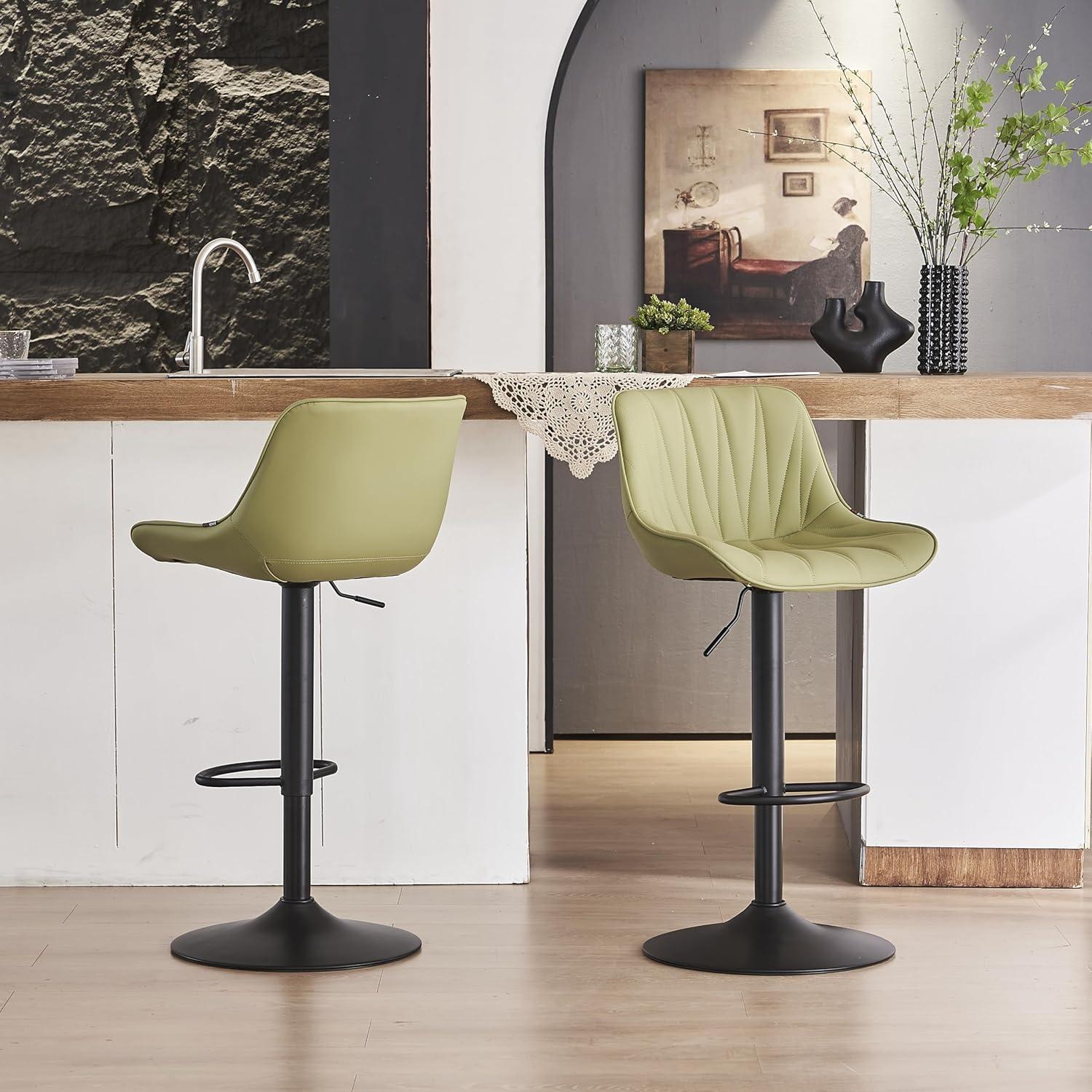 Kidol & Shellder Green Bar Stools Set of 2 Modern Kitchen Island Barstool