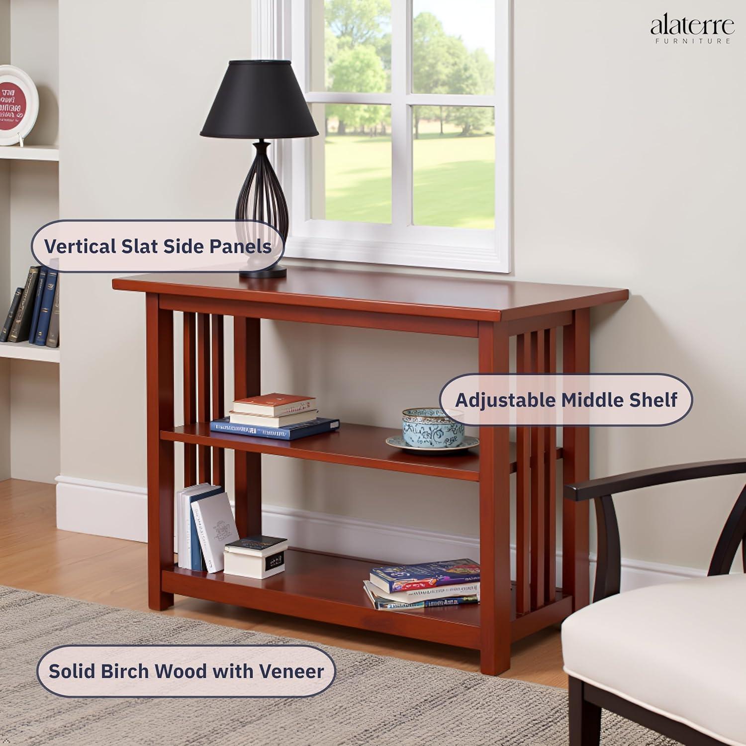 24" 2-shelf Bookshelf Wood Cherry - Alaterre Furniture: Mid-Century Modern, Stained Finish, Fixed Shelves