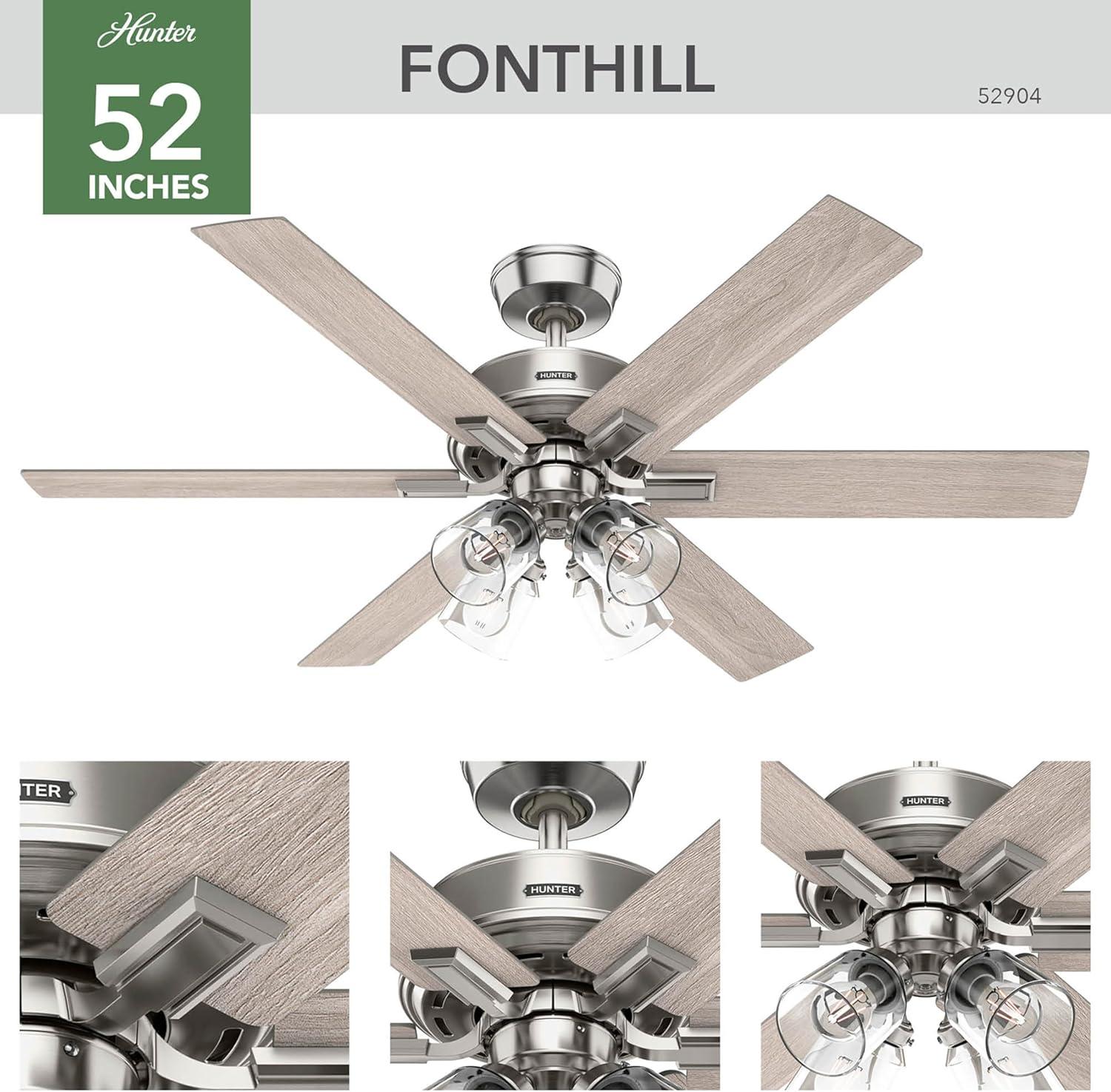 Hunter 52 Inch Fonthill ENERGY STAR® Hunterexpress Ceiling Fan With Lights And Remote