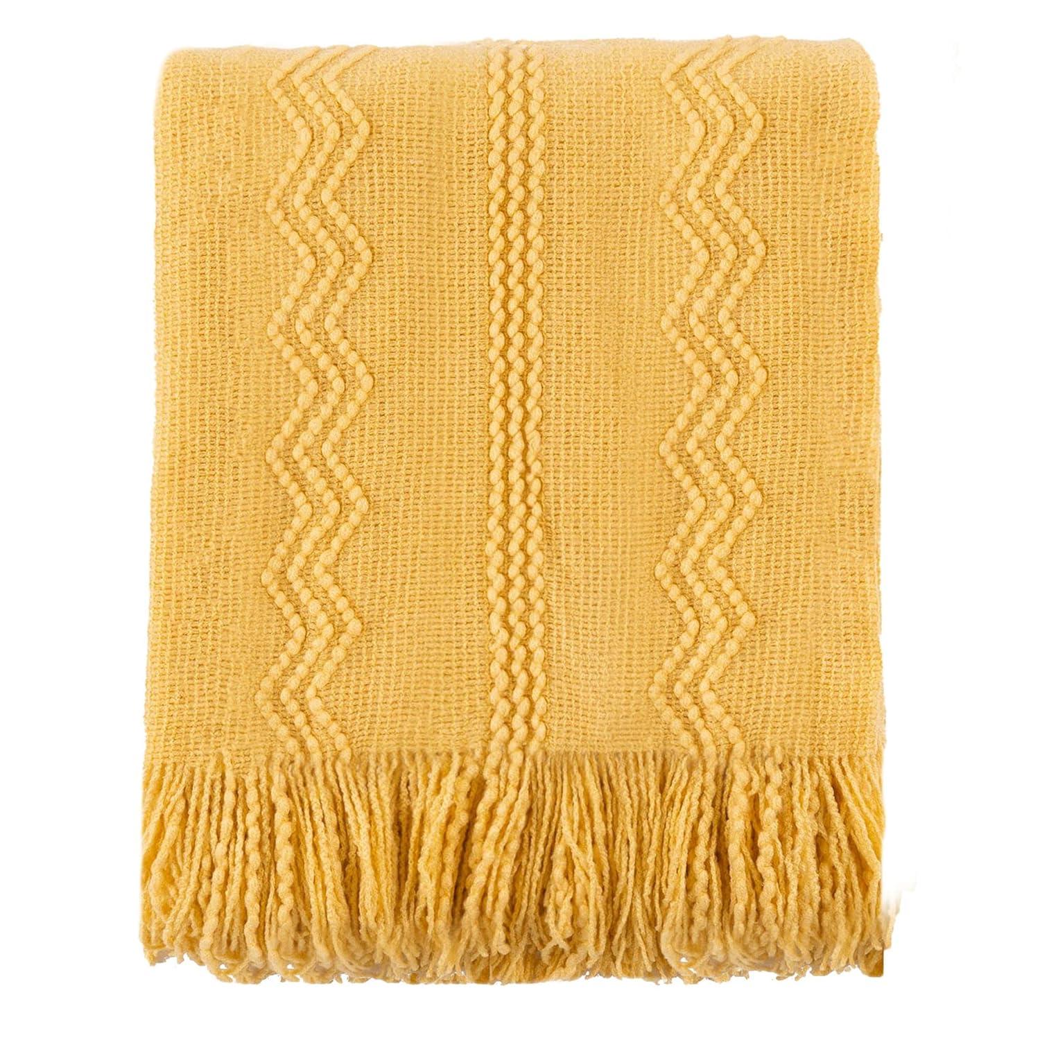 Throw Blanket For Couch, Solid Throw Blanket For Home Decor, Knit Throw Blankets For Bed, 50"X60"