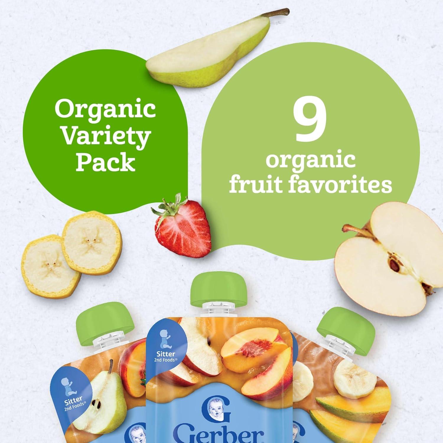 Gerber Stage 2 Organic Baby Food Pouches - Fruit & Veggie Value Pack - 3.5oz/9pk