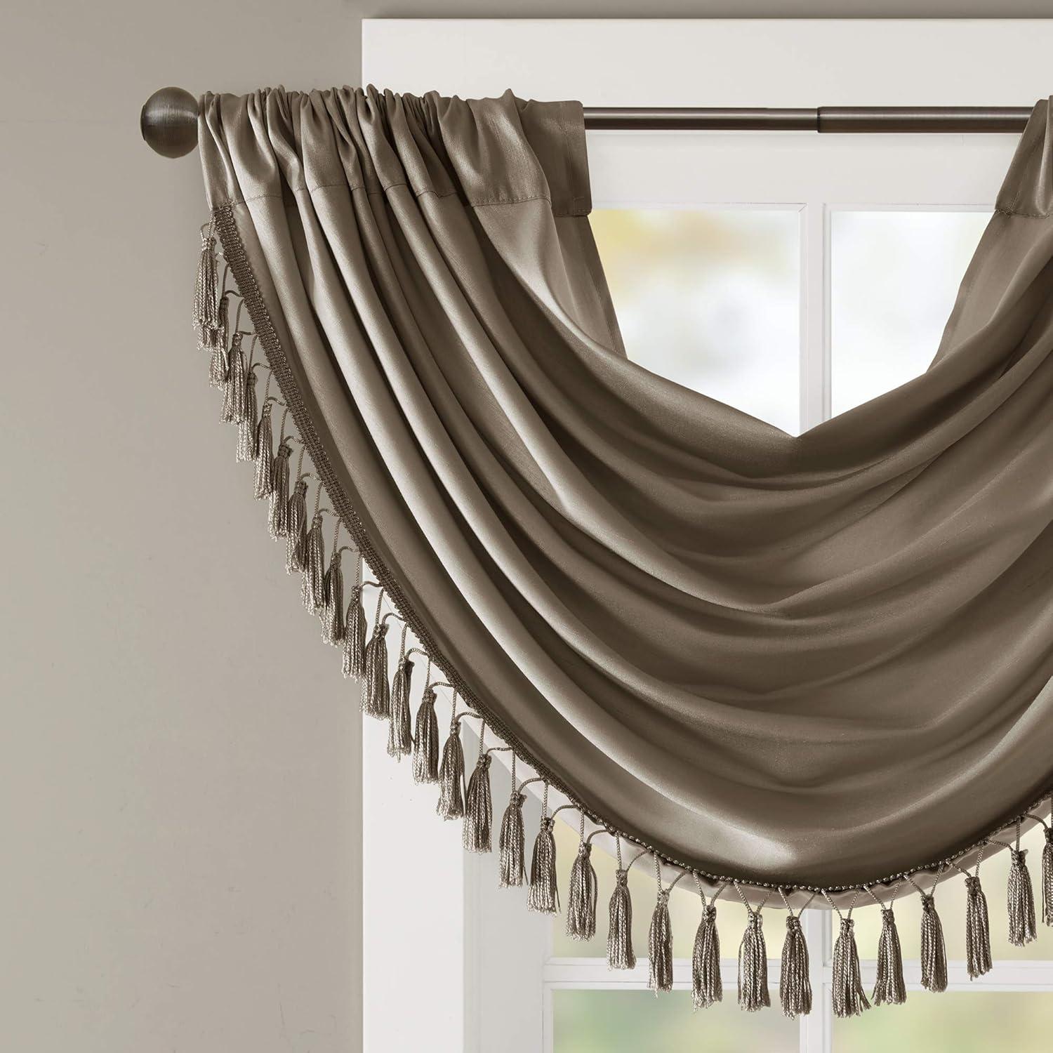 Madison Park Elena Faux Silk Waterfall Embellished 38'' W Window Valance