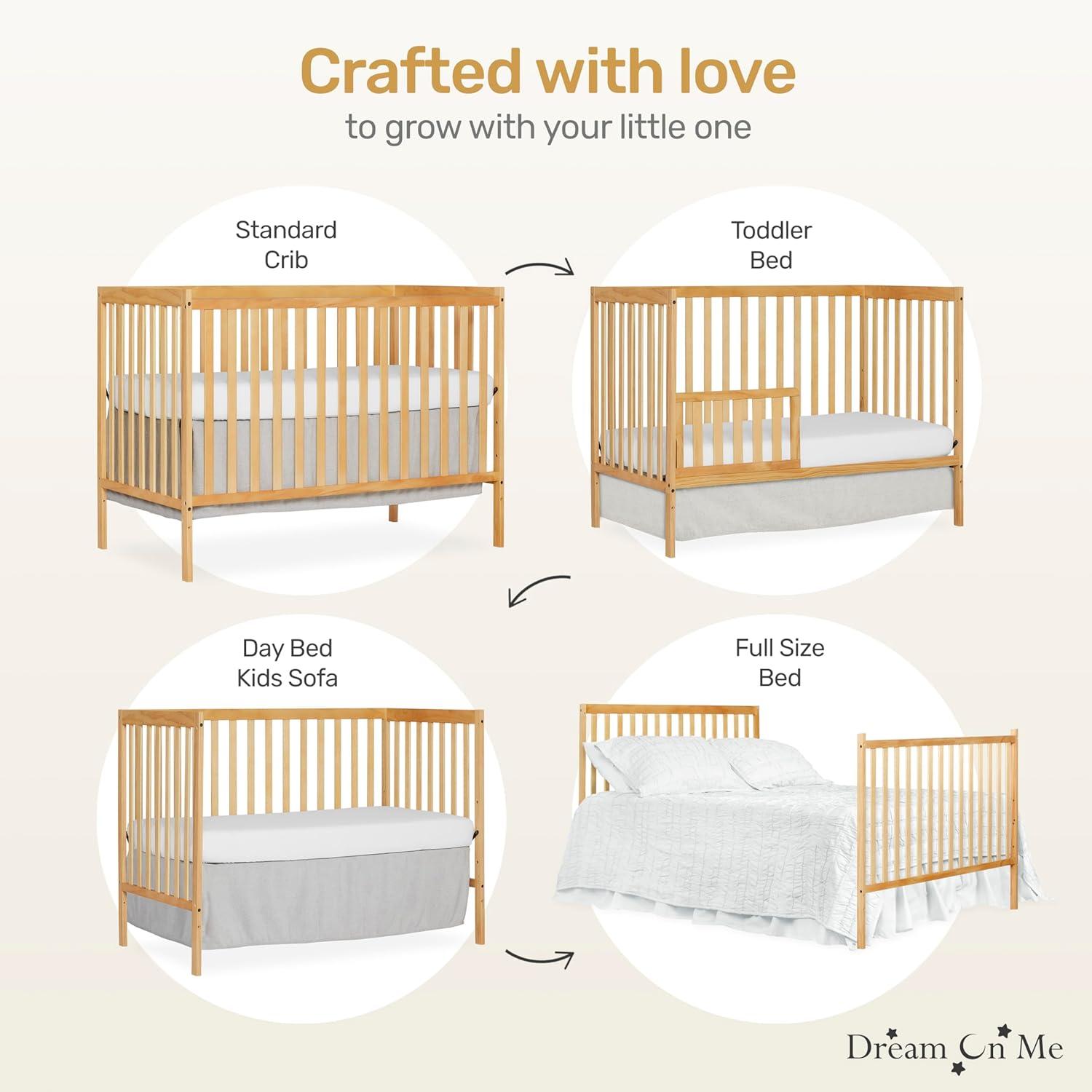 Dream On Me Greenguard Gold & JPMA Certified Synergy 5 in 1 Convertible Crib, Natural