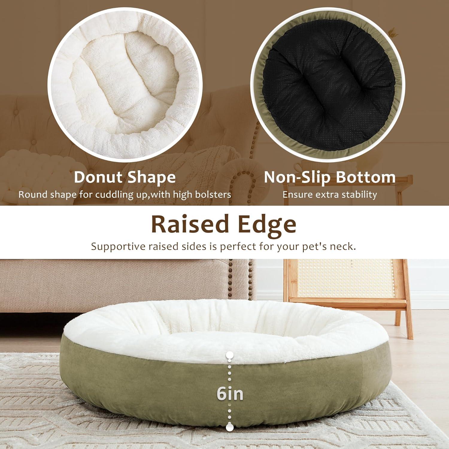 Archie & Oscar™ Round Donut Cat And Dog Cushion Bed, 20In Pet Bed For Cats Or Small Dogs, Anti-Slip & Water-Resistant Bottom, Super Soft Durable Fabric Pet Beds, Washable Luxury Cat & Dog Bed