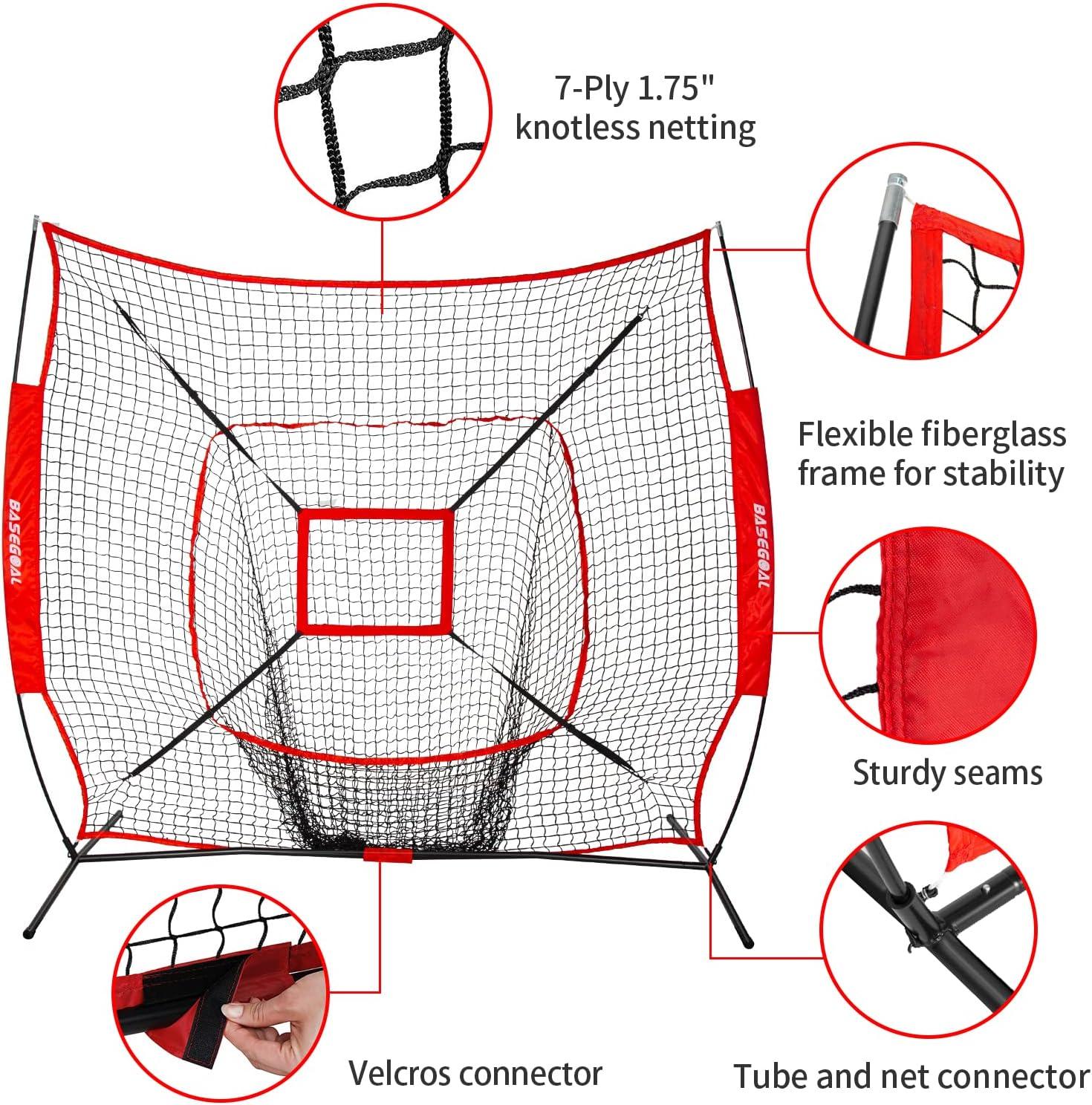 Zeny 7' x 7' Baseball Softball Practice Net Hitting Pitching Training Net w/Strike Zone,Bow Frame & Carry Bag