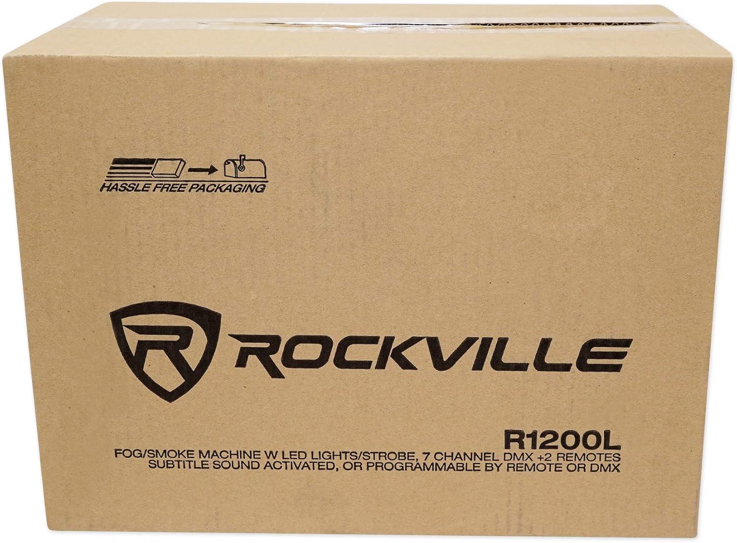 Rockville R1200L Fog/Smoke Machine w LED Lights/Strobe, 7 Channel DMX+2 Remotes