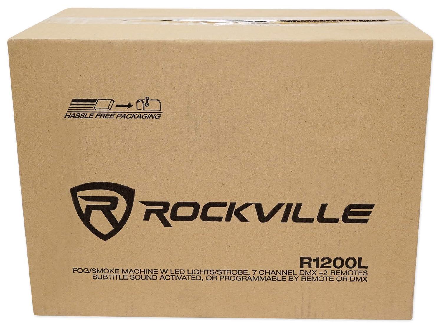 Rockville R1200L Fog/Smoke Machine w LED Lights/Strobe, 7 Channel DMX+2 Remotes