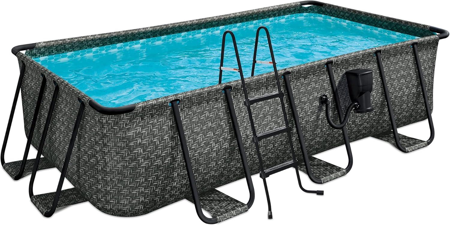 13ft x 7ft Gray Rectangular Above Ground Lap Pool with Filter and Pump