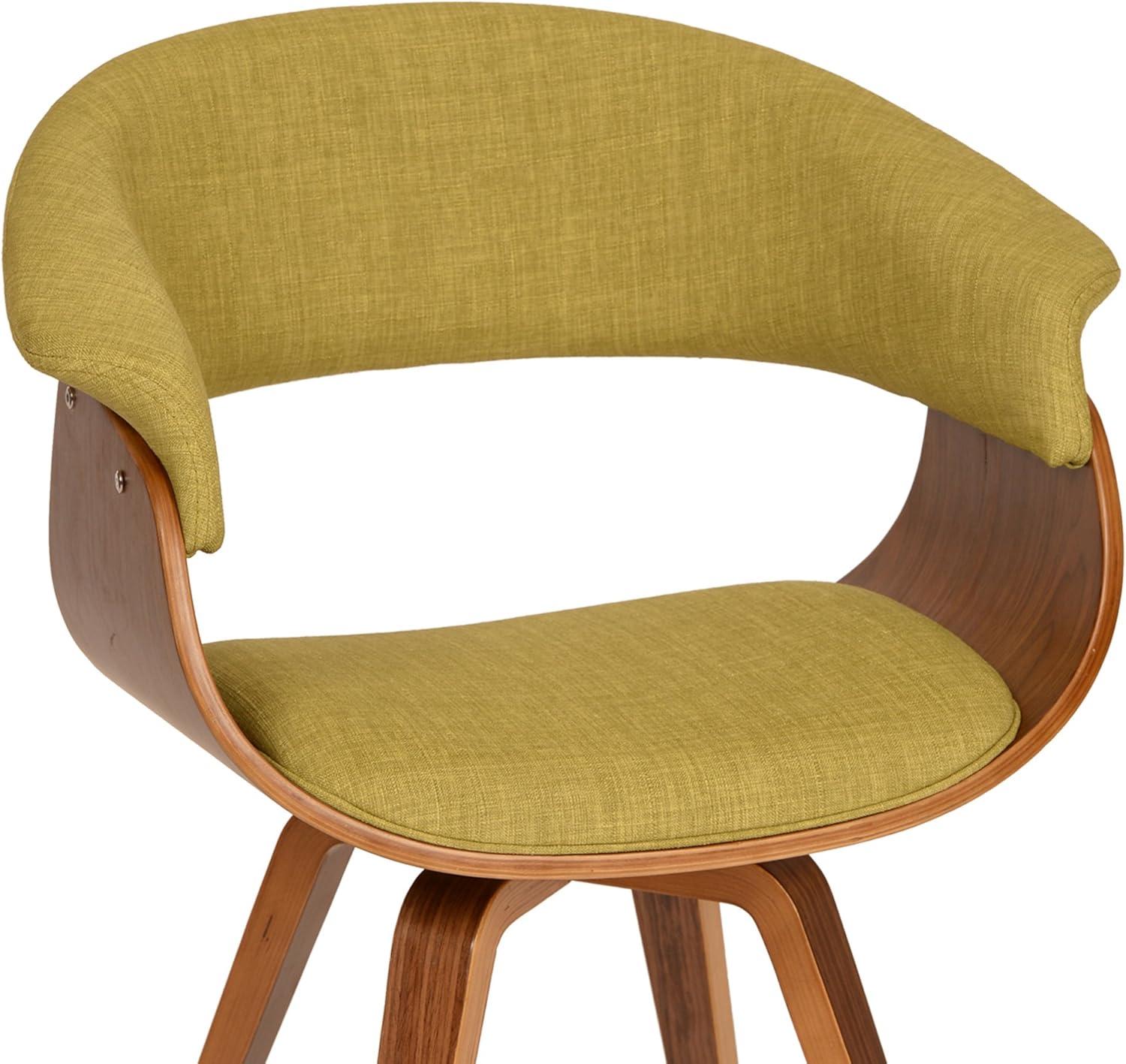 Summer Modern Chair - Green Fabric And Walnut Wood - Armen Living: Polyester Upholstery, Mid-Century Design, Foam Filled